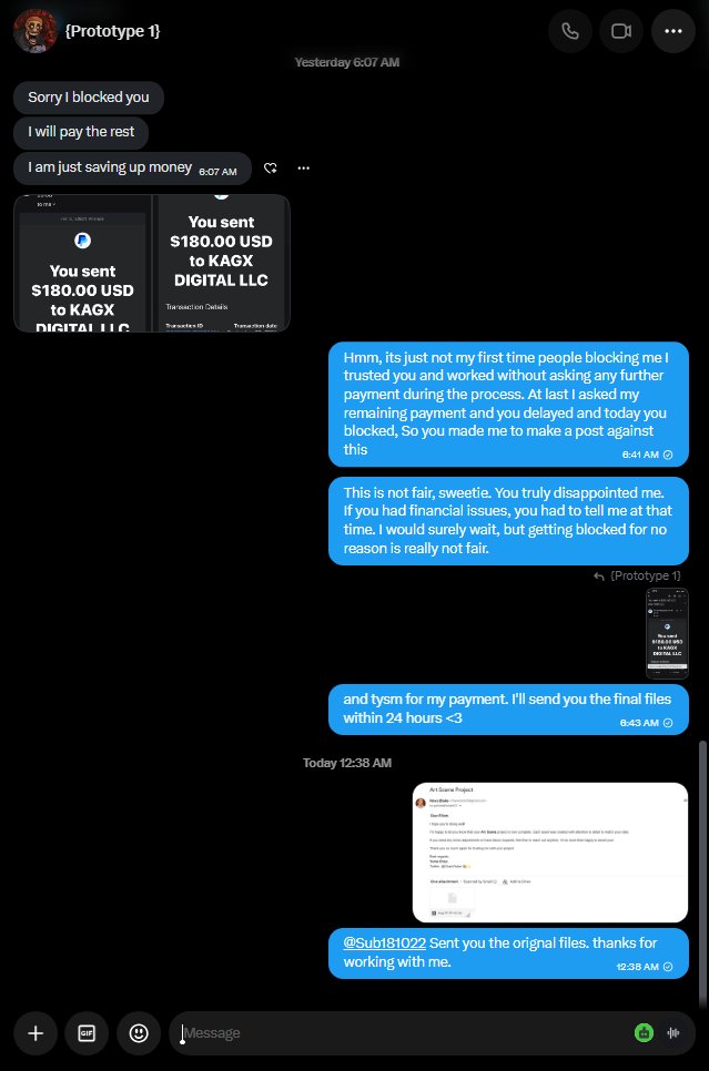 ChaoVtuber's tweet photo. Yesterday I made a post about a client who blocked me @Sub181022 

After the post, he unblocked me, apologised, and sent the remaining $180 in full. I've since delivered the final files through email today

To everyone who supported me. I'll say thank you. It means everything. https://t.co/MYJnhlZYL2