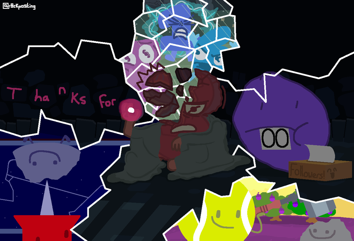 r0ckposting's tweet photo. Fractured For Three!!

Yippee, we reached 300 followers around a week ago, thank you genuinely, I really do appreciate the support, whilst doing what I love to do.. draw Rocky :P

Anyways, I wanted to combine 2 art styles that I've previously used, partly for the cracks section. https://t.co/sSTtZhE31y