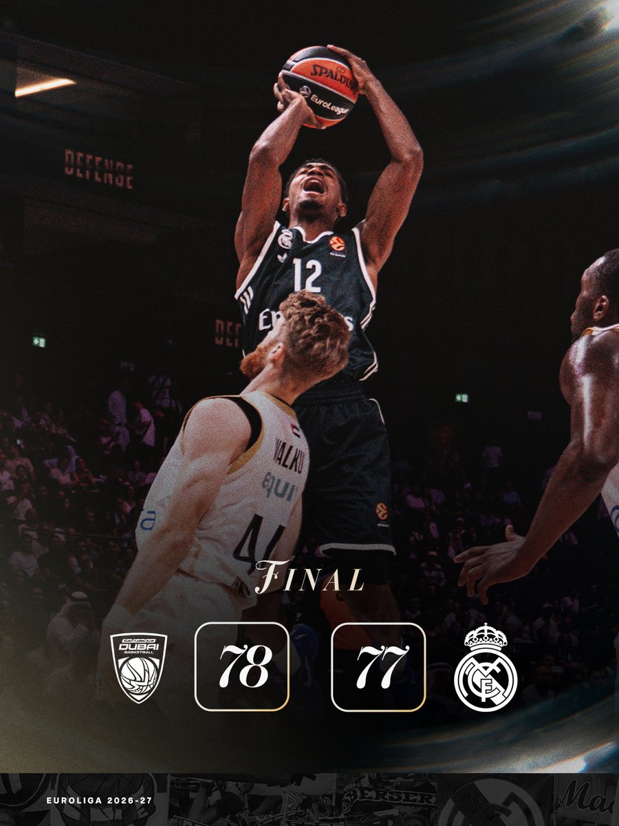 RMBaloncesto's tweet photo. 🏁 FP: @dubaibasket 78 - 77 @RMBaloncesto https://t.co/2LNDMUoaWW