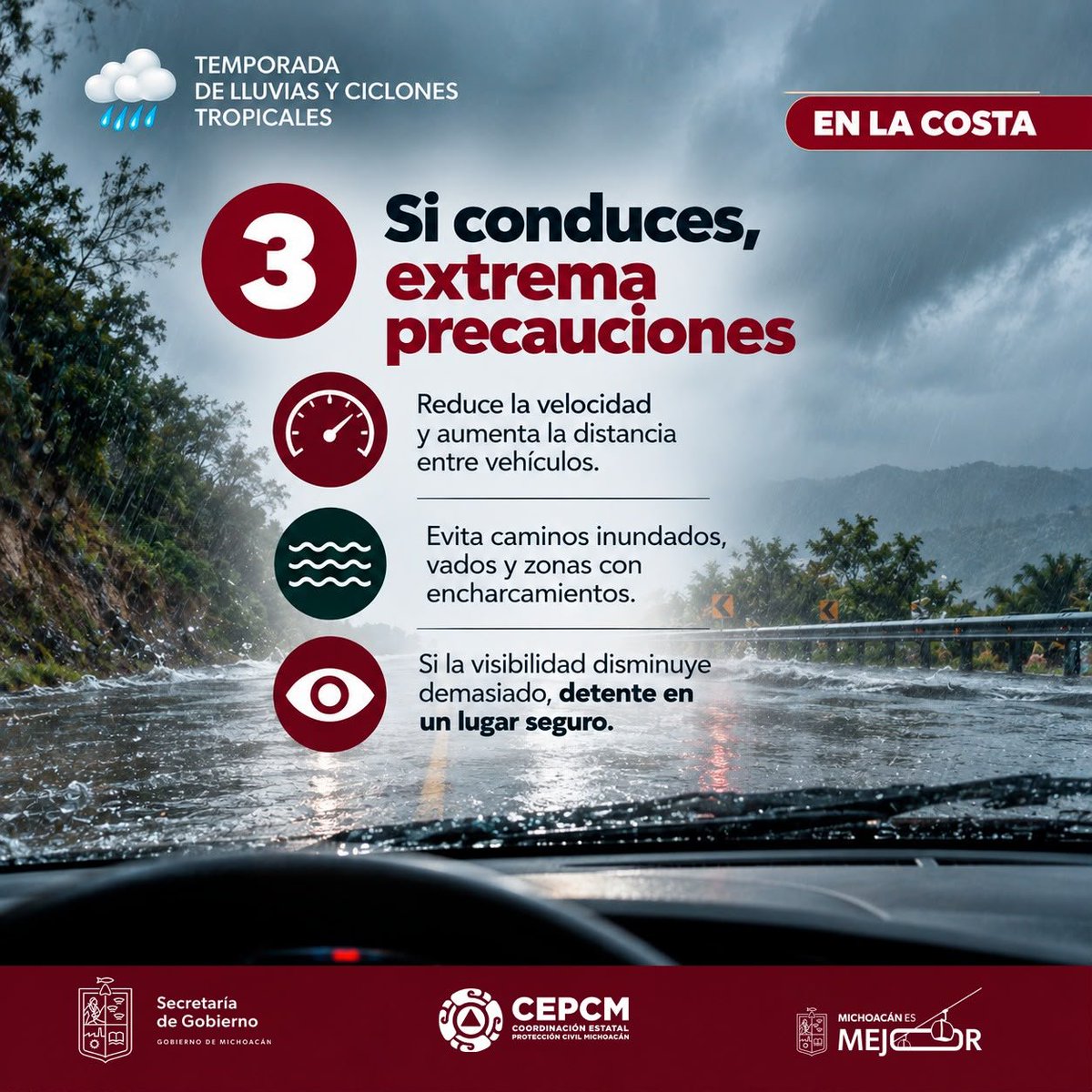 RAFAELCORTES1's tweet photo. Ojo para quien maneje en las carreteras de nuestro Michoacán y ande cerca de la costa.
@pcmichoacan @GobMichoacan @ARBedolla @SdeGobMich @Zayin_Daleth @Sectur_Mich @robertomonroy1 https://t.co/VRDjlWOTB0
