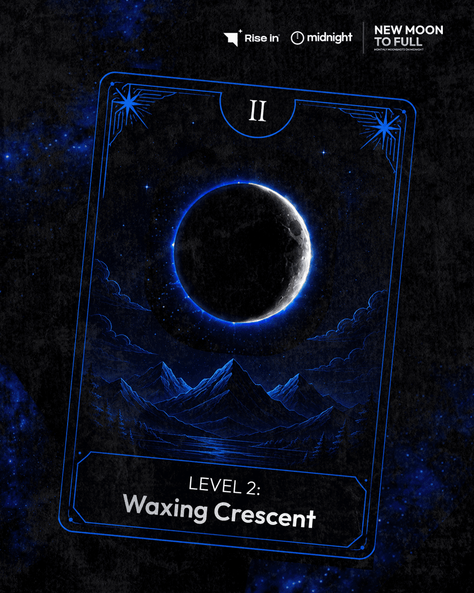 SammyMumbe12's tweet photo. I’ve successfully completed Level 2 - Waxing Crescent in the New Moon to Full: Monthly Moonshots on Midnight challenge. thank you @riseinweb3 , @MidnightNtwrk for these good challenges that make me improve my level https://t.co/gIR4Y4HV3J