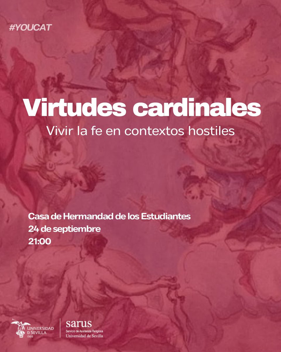 SarusSevilla's tweet photo. Buenas tardes, ¡hoy como sabéis es jueves de SARUS! Nos vemos en nada en el YOUCAT para hablar de las virtudes cardinales 😊

📍En la Casa Hermandad de los Estudiantes
🙏🏼 20:30 Oración
🎙️ 21:00 YOUCAT

¡Nos vemos allí!🙌🏼✝️ https://t.co/etaK71G7r5