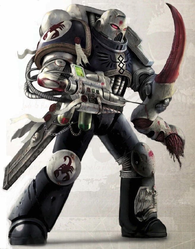 nuttyscorpion's tweet photo. I’d just like to say that since the new space marine two class is gonna be apothecary, that would be PERFECT for a champion skin of the chapter with the most apothecary’s 👀👀👀 #spacemarine2 #warhammer40kㅤ #warhammer https://t.co/pNpagXdKFd
