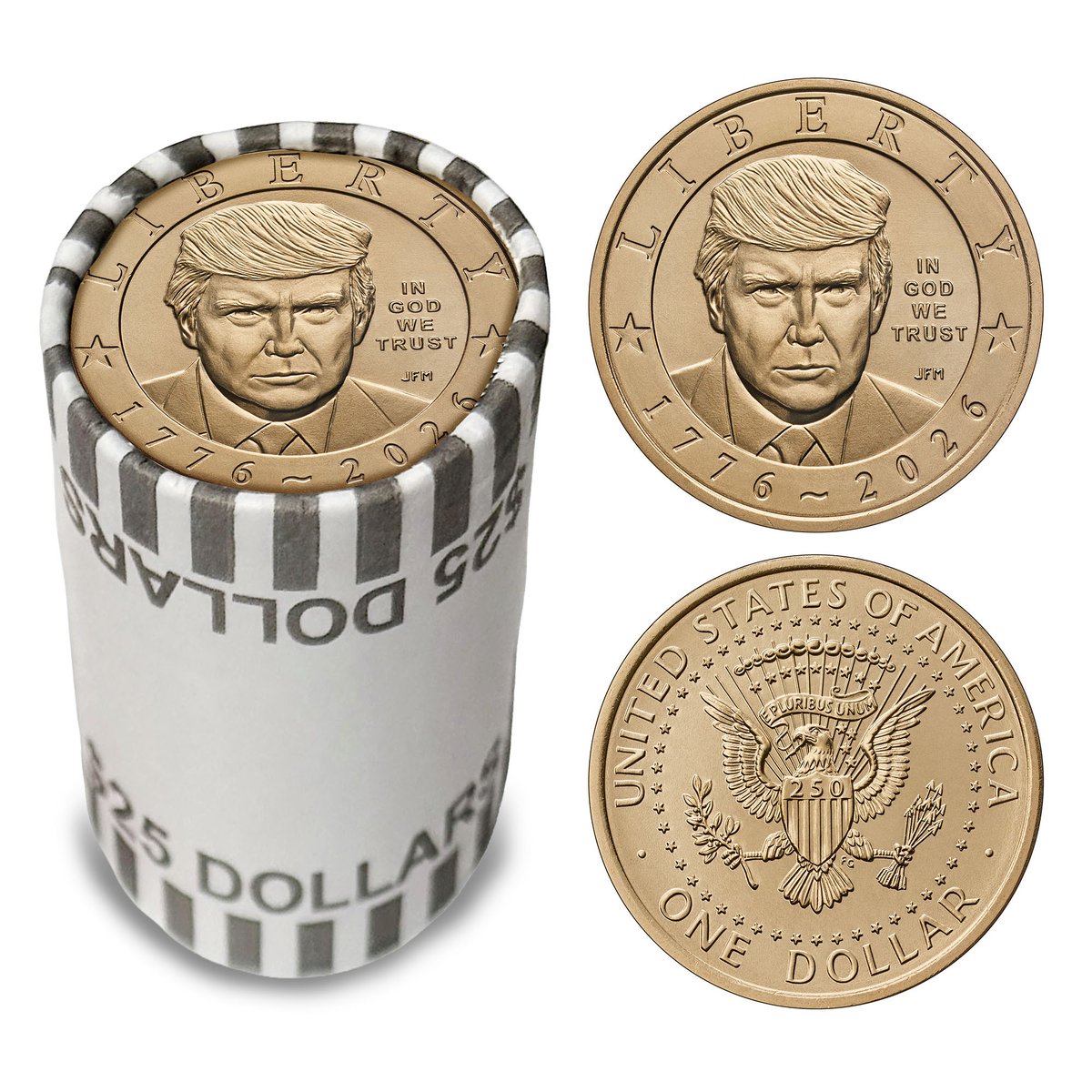eCoins's tweet photo. Trump $1 Coin rolls are available at eCoins. Best pricing and limited edition roll wrappers!