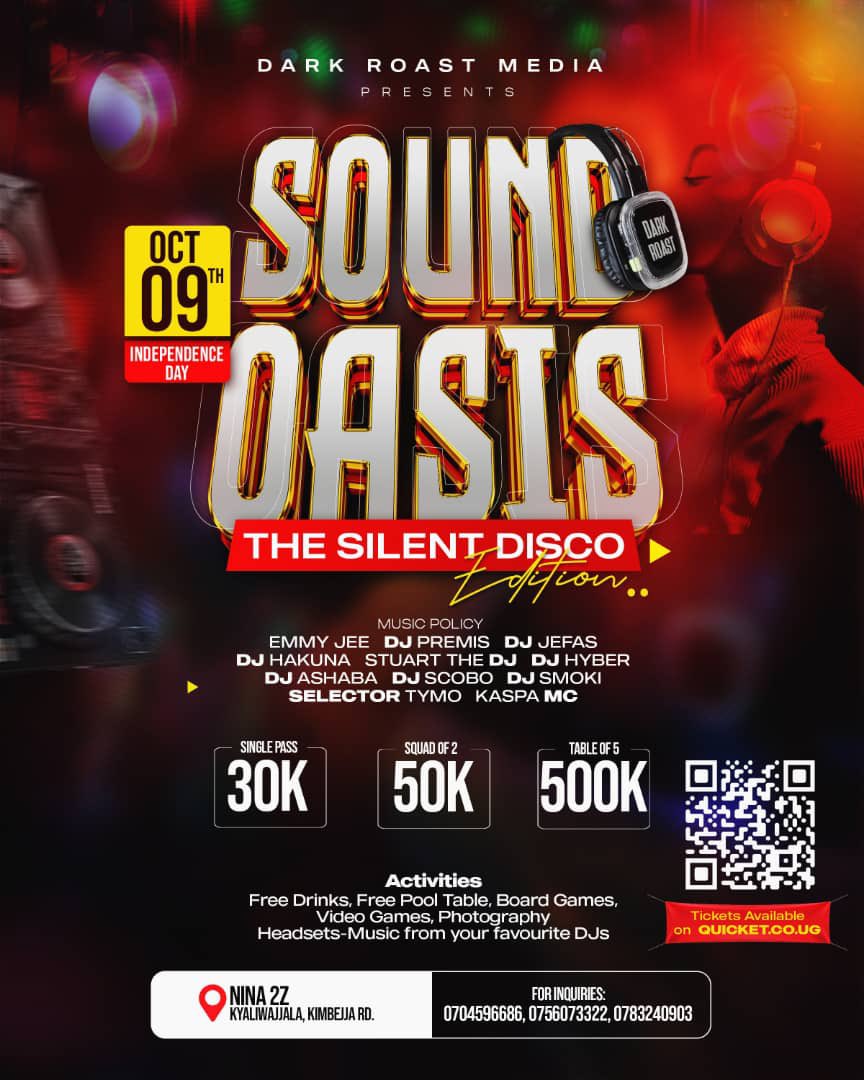 Nalulungi_'s tweet photo. Your Independence Day plans just got louder… without the noise. 😮‍💨🎧🔥
SOUND OASIS: The Silent Disco Edition
📅 9th October | 🕔 5PM
📍 Nina 27, Kyaliwajjala
🎮 FC26 Tournament — UGX 150K grand prize
🎧 Live music | 🎮 Video games | 🎱 Pool | 📸 Photography
🎟️ Tickets on Quicket https://t.co/uoy10XX9Nn