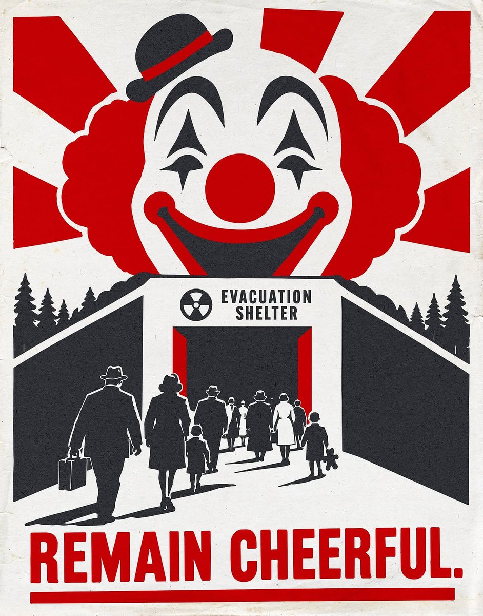 giovanni75's tweet photo. "There Will Be Cake --Please remain cheerful until refreshments arrive." π€‘πβ’οΈ
#clownart #propagandaart https://t.co/VryHpKR5il