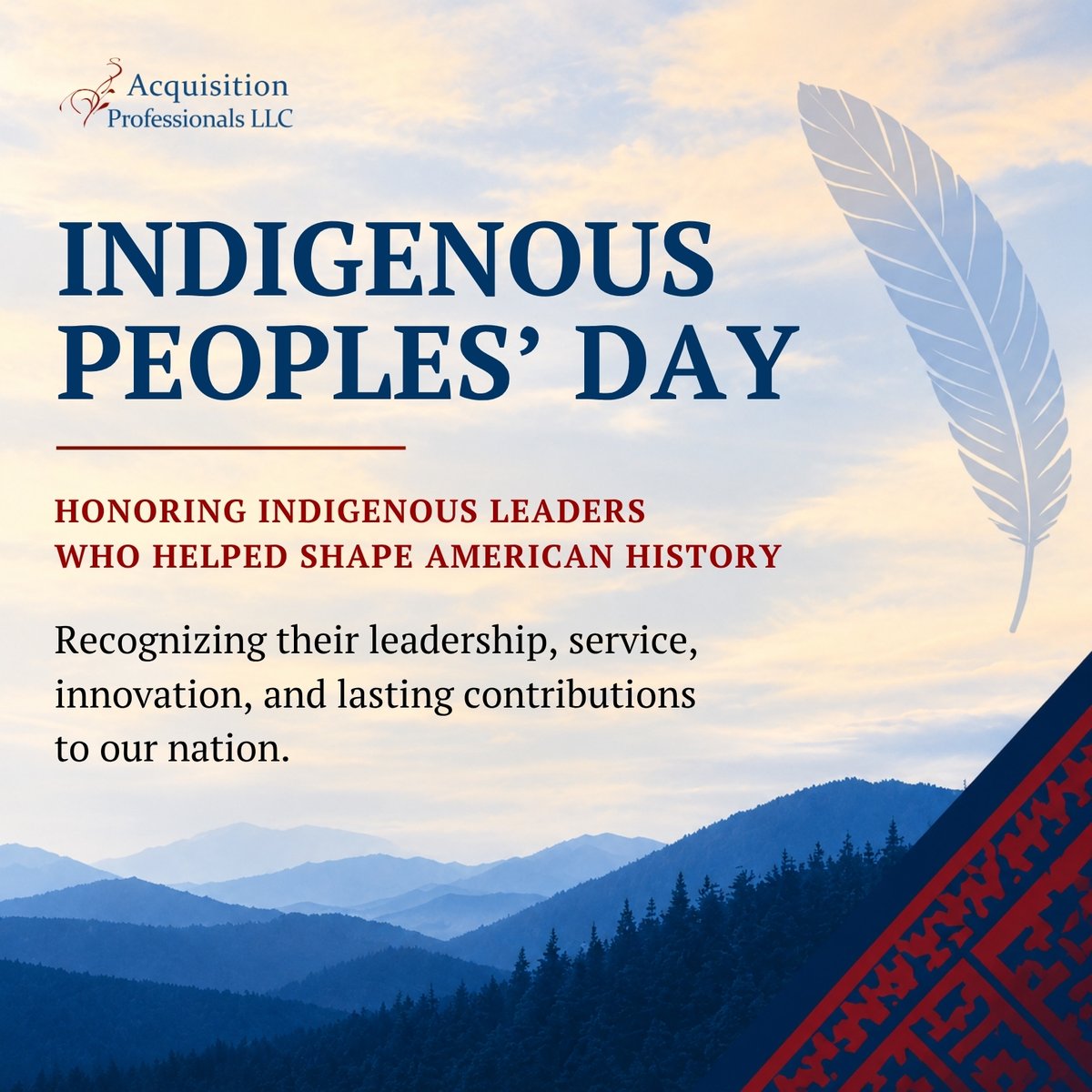 ACQPROS's tweet photo. On Indigenous Peoples’ Day, we honor John Herrington, Dr. Susan La Flesche Picotte, and Wilma Mankiller, and recognize the enduring leadership and contributions of Indigenous peoples, past and present.
#IndigenousPeoplesDay https://t.co/XaUOD9m4Qo