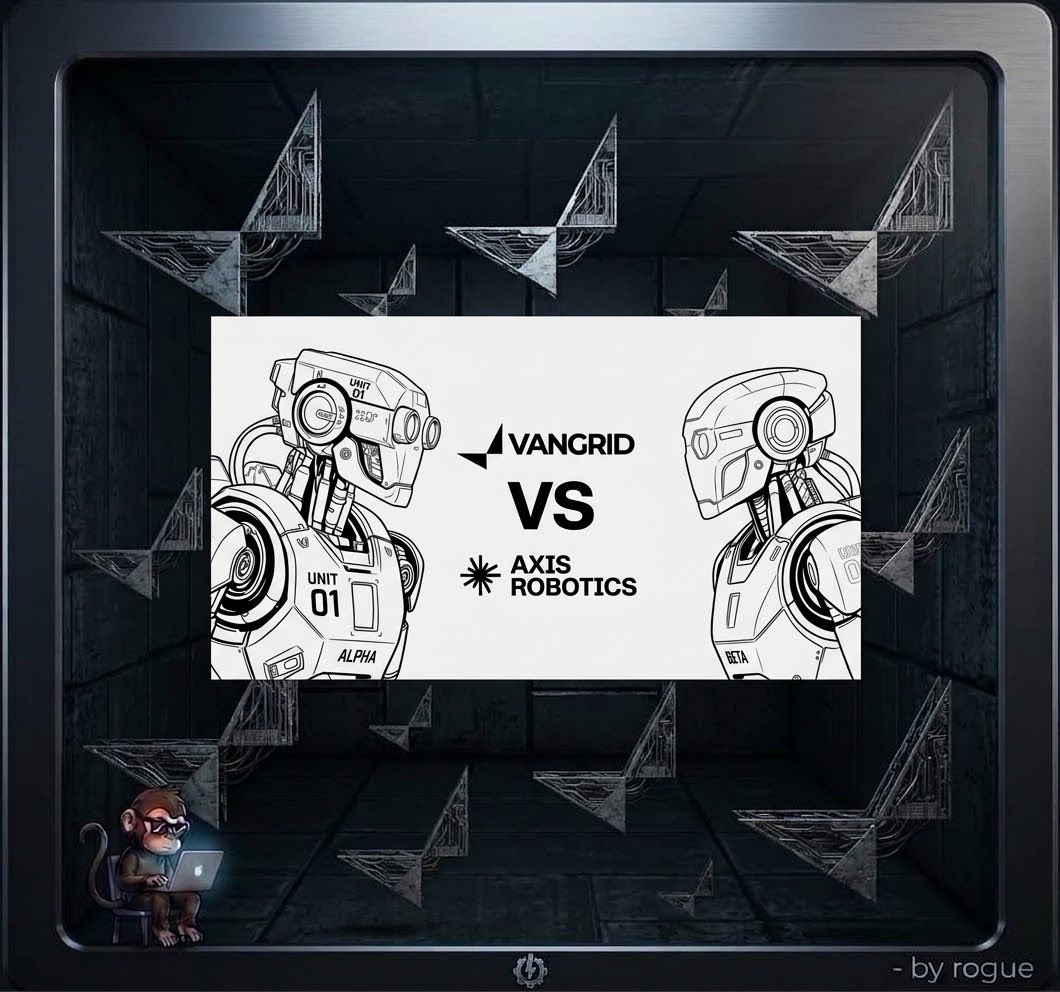 ROGUE_of_Web3's tweet photo. VANGRID vs AXIS ROBOTICS🤖‼️

yeah, i’m going to do it since no one will..

i’ve decided to put the two most talked about Physical AI projects on CT right now side by side!

@vangrid_io vs @axisrobotics

at first glance, they look really similar.

and that’s because they’re both building around the same problem:

robots need more data.

but the deeper you go, the more different you see what their roles actually are.

now, @vangrid_io is focused on the world around the robot.

streets, buildings, warehouses, spaces, environments.

they’re turning everyday smartphones into a distributed sensing network.

by capturing real world spatial information and turning it into structured data that machines can understand.

@axisrobotics on the other hand is focused on what happens when the robot actually has to do something.

> pick this up.

> move that.

> complete this task.

> recover from a mistake.

its contributor network generates robot manipulation trajectories through browser based teleoperation, with those demonstrations validated and turned into training ready data.

to simplify it:

- Vangrid is helping robots understand the world.

while…

- Axis is helping robots learn how to act in it.

and that distinction is quite important.

because a robot can have incredible manipulation skills and still struggle if it doesn't understand the environment around it.

and having a perfect map of the environment doesn't help much if the robot doesn't know how to interact with what it sees.

that's why i don't really see Vangrid and Axis as direct competitors.

they're attacking different sides of the same Physical AI bottleneck.

@vangrid_io → spatial intelligence

@axisrobotics → manipulation intelligence

both team working together would mean richer data for machines to understand and operate in the physical world.

the future of robotics probably definitely won’t be built by one data layer alone.

machines will need to understand where they are, what they're looking at, what they can do and how to improve when they fail.

good competition on the timeline but if these layers eventually connect.. it’d be massive for physical AI. 

are we see going to see a collab along the line?👀