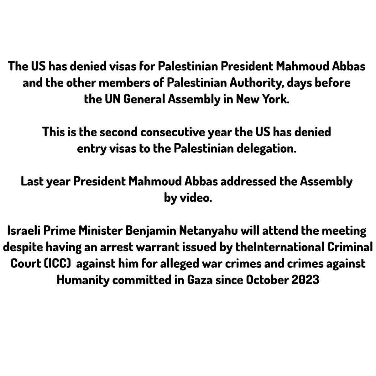 pardekpiche's tweet photo. The UN has denied visas for Palestinian President Mahmoud Abbas and officials of the Palestinian Authority to attend the UN General Assembly in the Newyork, for the straight second year. Kindly donate n share as per your capacity by clicking the link in bio #FreePalestine #Biased https://t.co/BMTjpBkXj5
