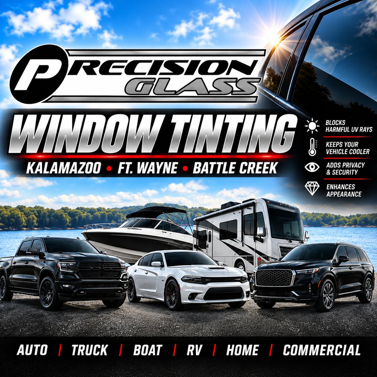 GetMyGlass's tweet photo. WINDOW TINTING done right at Precision Glass! #autoglass #mirror #precisionglass #upholstery #commercialglass #customshower #windows #windowtinting #battlecreek #kalamazoo #fortwayne https://t.co/Ix0mbPokmC