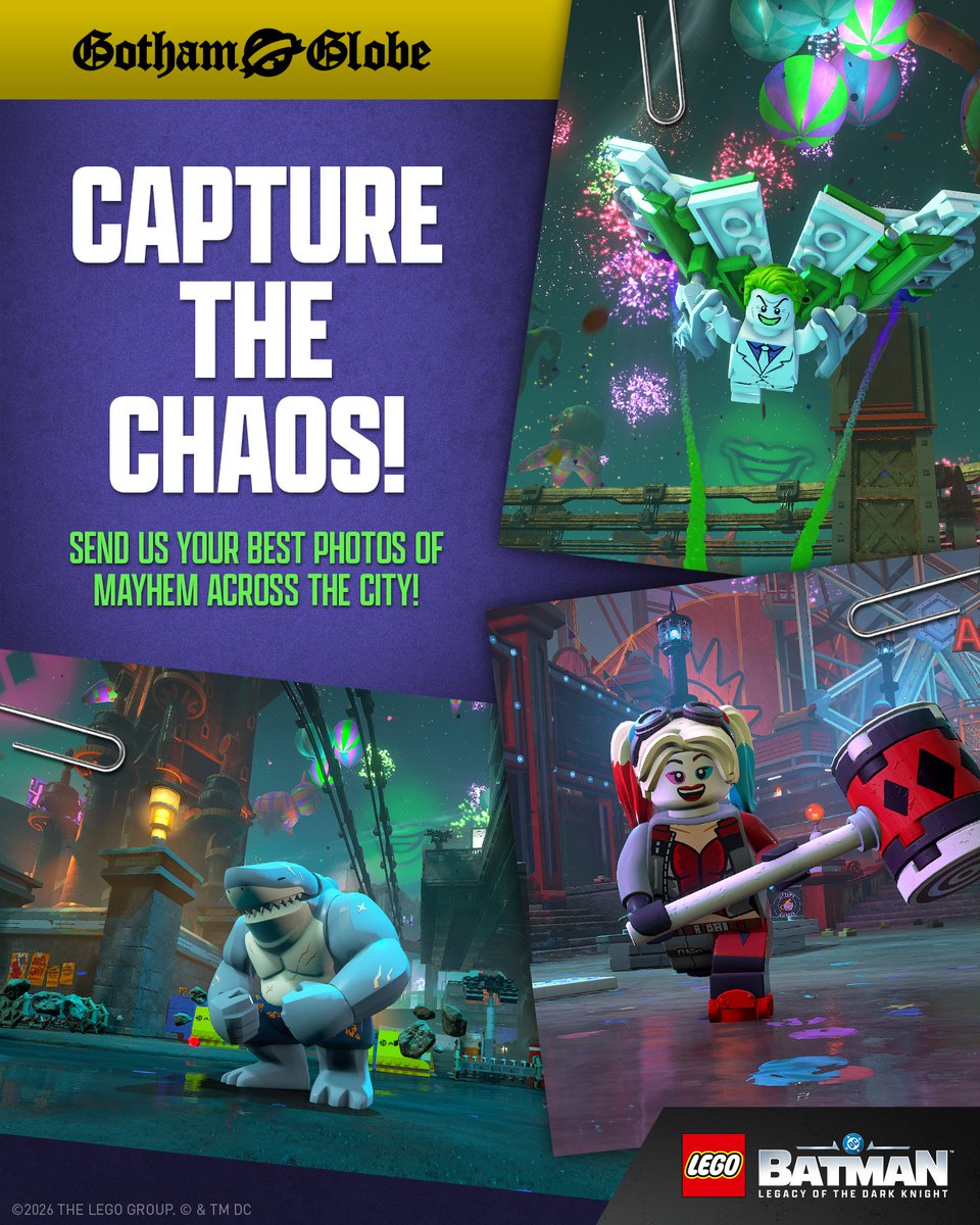 LEGODCGame's tweet photo. Even our reporters won’t go outside with all this mayhem. Enter Photo Mode and help the Gotham Globe out! 📸 

Tag your pics with #LEGOBatmanGame https://t.co/yJIKFnXAh9