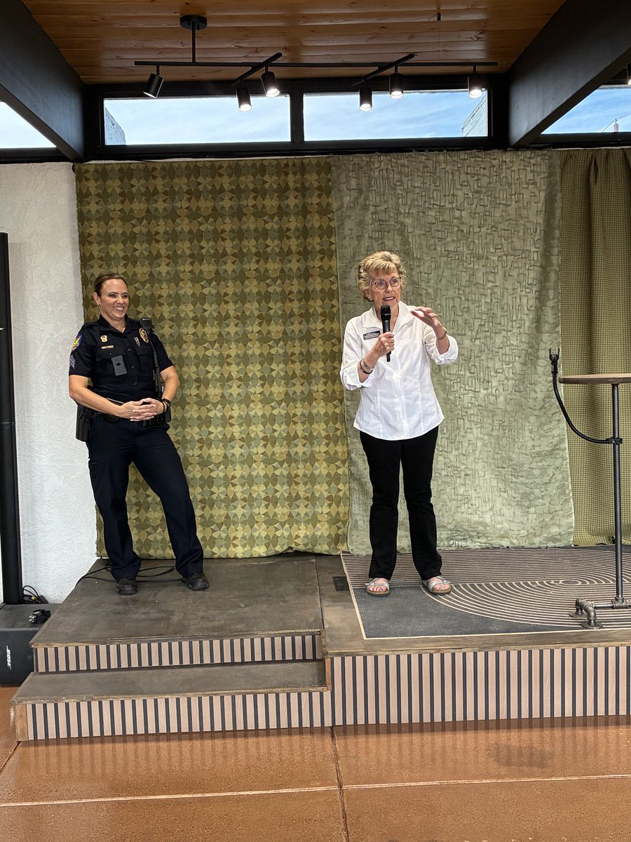 KateMcGeeAZ's tweet photo. As chair of the Maricopa County Board of Supervisors, public safety has always been my top priority. Coffee with a Cop is a great opportunity to hear from our officers about the work they are doing. We were lucky enough to have two such events in as many days. Thank you to the Black Mountain and Desert Horizon Police precincts for all you do.