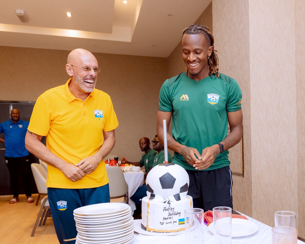 FERWAFA's tweet photo. BIRTHDAY VIBES IN AMAVUBI CAMP! 

The Amavubi family came together to celebrate Noam Emeran on his special day, alongside his family.

Football, family, smiles and good vibes.

This is more than a camp, it’s a family.

Happy Birthday, Noam! 

#TuriAmavubi https://t.co/XPbtqSgVTX