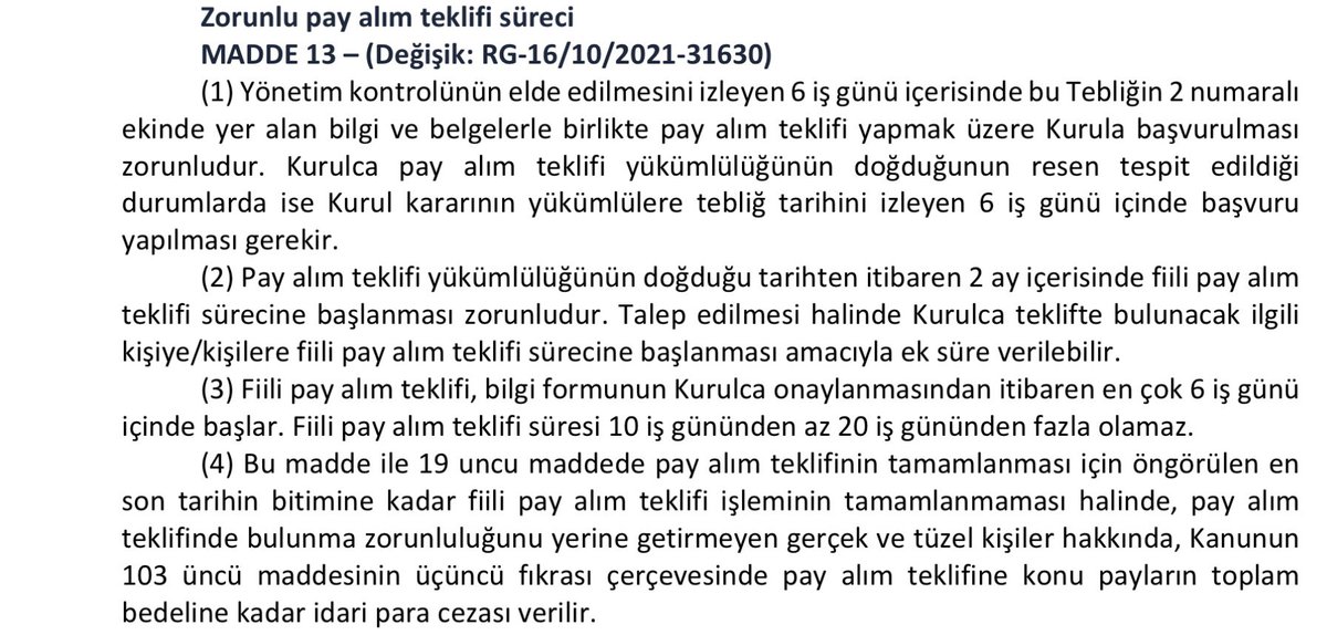 mehmetkeles81's tweet photo. #pekgy zorunlu pay alım çağrısına itiraz @spkgovtr tarafından reddedilmiş olmasına rağmen hala payları almamakta direnenen tera yetkilileri Spk mevzuatı madde 13/4 ten bihaber yaşıyorlar https://t.co/oZwWMkR70X ALIM TEKLİFİNE KONU PAYLARIN TOPLAM BEDELİ KADAR İDARİ PARA CEZASI.. https://t.co/jqkJxNilml