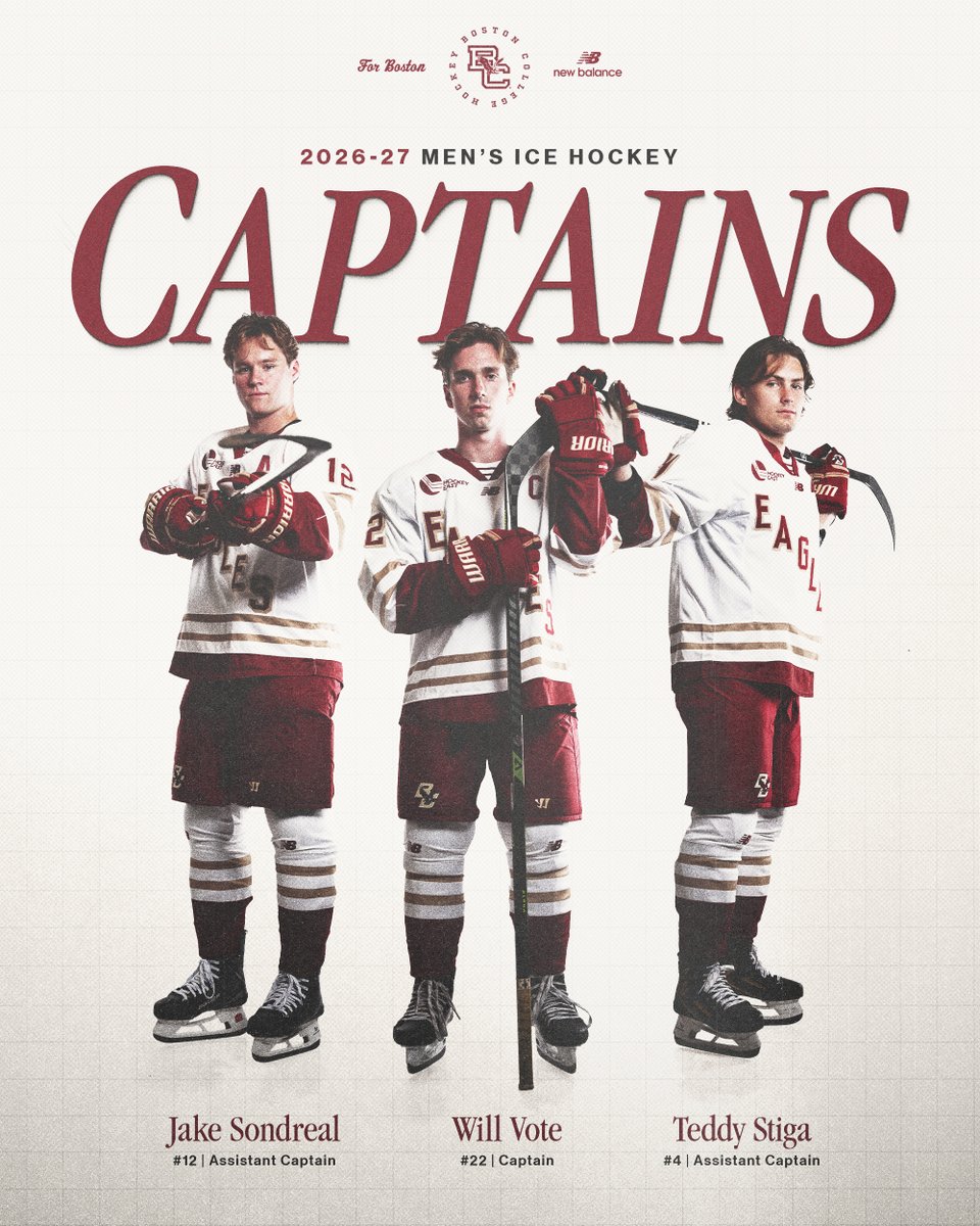 BC_MHockey's tweet photo. Excited to announce our captains for the 2026-27 season! https://t.co/EePDcOEcqq