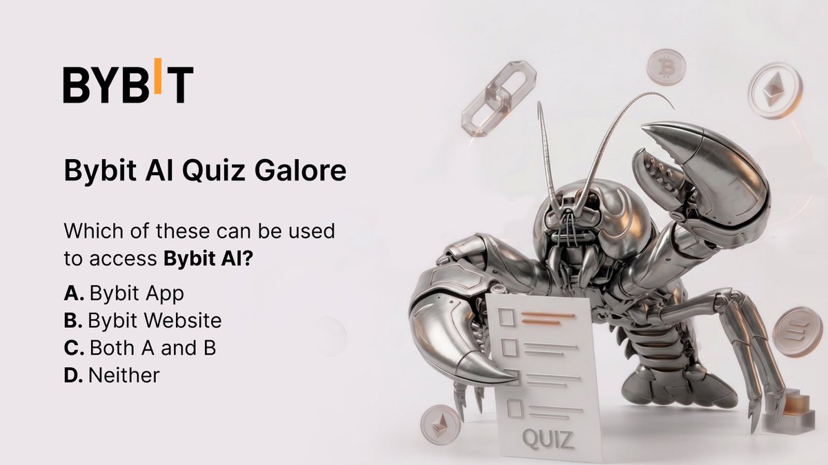 BybitAfrica's tweet photo. 🥳 Bybit AI Quiz Galore Day  6

How To Join 

1️⃣Follow @BybitAfrica and turn on 🔔
2️⃣Retweet this post and tag 3 friends 
3️⃣Drop answer using #BybitAIQuiz https://t.co/4sjdLmuIOX