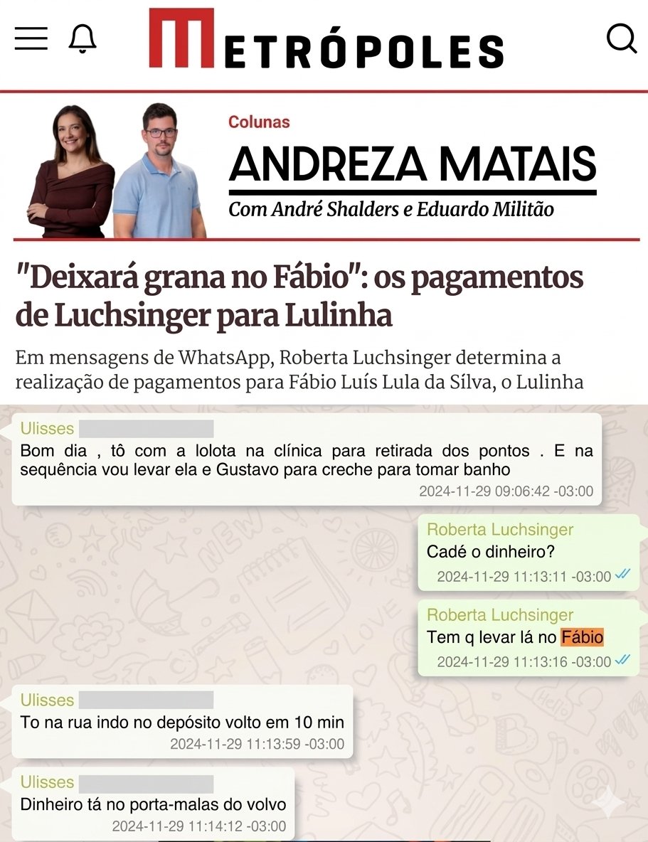 MichelcSales's tweet photo. "O CERCO está se FECHANDO.

Mensagens do celular de ROBERTA LUCSINGER mostram a LOBISTA orientando seu motorista a entregar DINHEIRO para o FÁBIO.

Quem seria esse FÁBIO? Todos já sabem, né?

Esse rapaz precisa ser PRESO IMEDIATAMENTE! https://t.co/YU3adfsMtk
