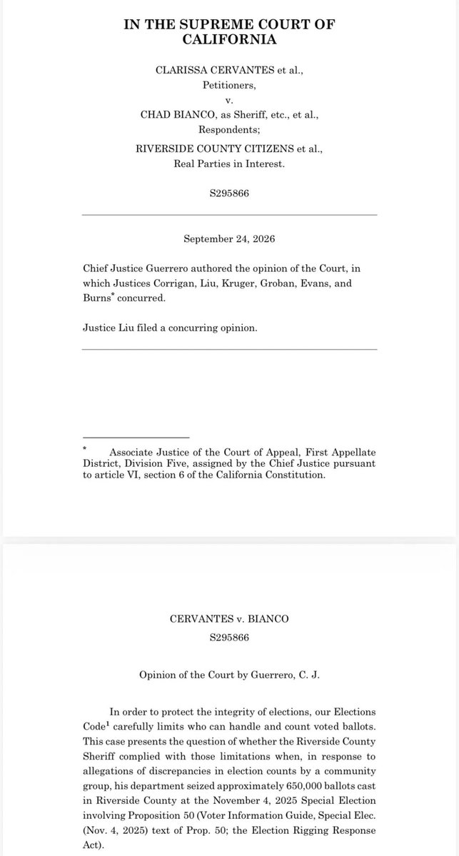 NormEisen's tweet photo. BREAKING: ballot seizures ruled illegal by CA Supreme Court! 

A key precedent as we prepare to defend the 2026 election 

Proud that our @DDFund_  brief helped secure this win https://t.co/2mkDGnzosu