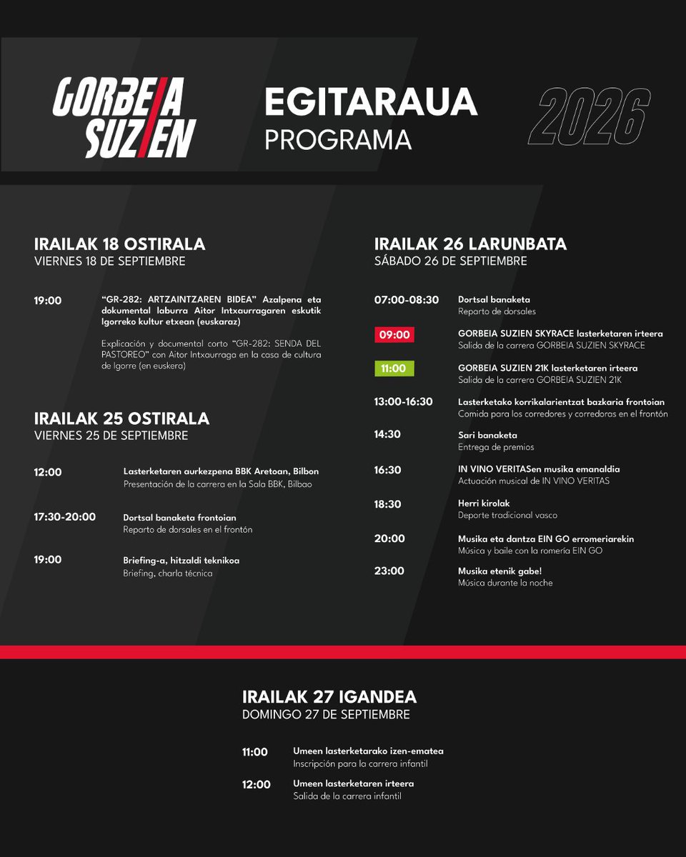 GorbeiaEuskadi's tweet photo. 💚🏃‍♀️🏃‍♀️Heldu da Gorbeia Suzien 2026
Astuburu honetan gozatu trail lasterketaz Zeanurin eta Gorbeian.
Hurbildu!! Eguraldia ez baita aitxaki izango 🌞
Egun paragabea izango da korrikalari zein ikuslentzat 

#gorbeiaeuskadi #euskadikobihotzberdea #gorbeiasuzien #zeanuri #trailrunning https://t.co/XAGhx4Ss9J