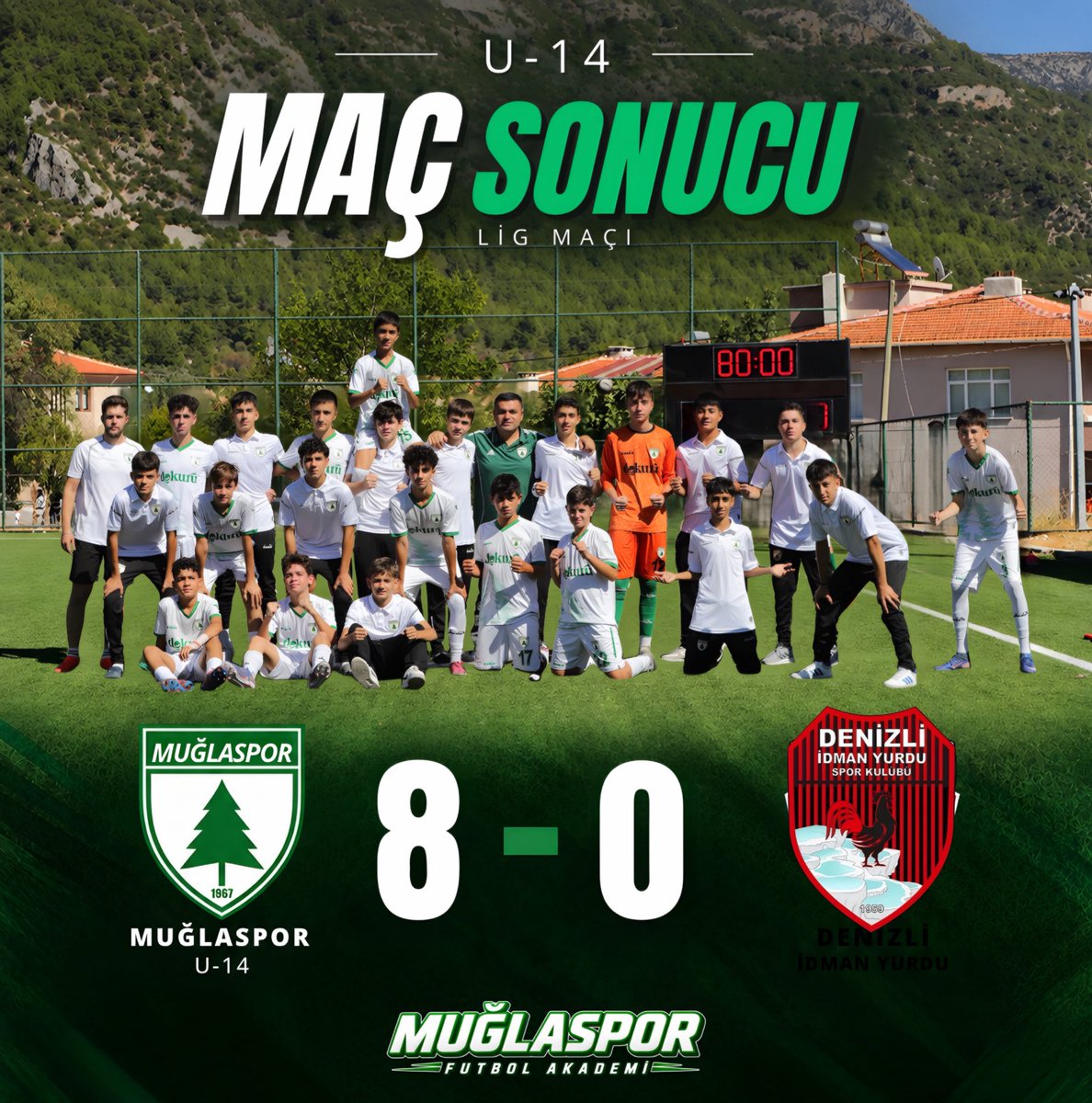 Muglasporfa's tweet photo. U-14’ten farklı galibiyet! 💚🤍

U-14 Takımımız, Denizli İdmanyurdu karşısında sahadan 8-0’lık galibiyetle ayrıldı. ⚽🔥

Sahaya koydukları mücadele, disiplin ve takım oyunuyla güzel bir performansa imza atan oyuncularımızı ve teknik ekibimizi tebrik ediyoruz.

👏 Tebrikler gençler!
Aynı inanç, aynı arma, aynı hedef! 

@muglasporklb