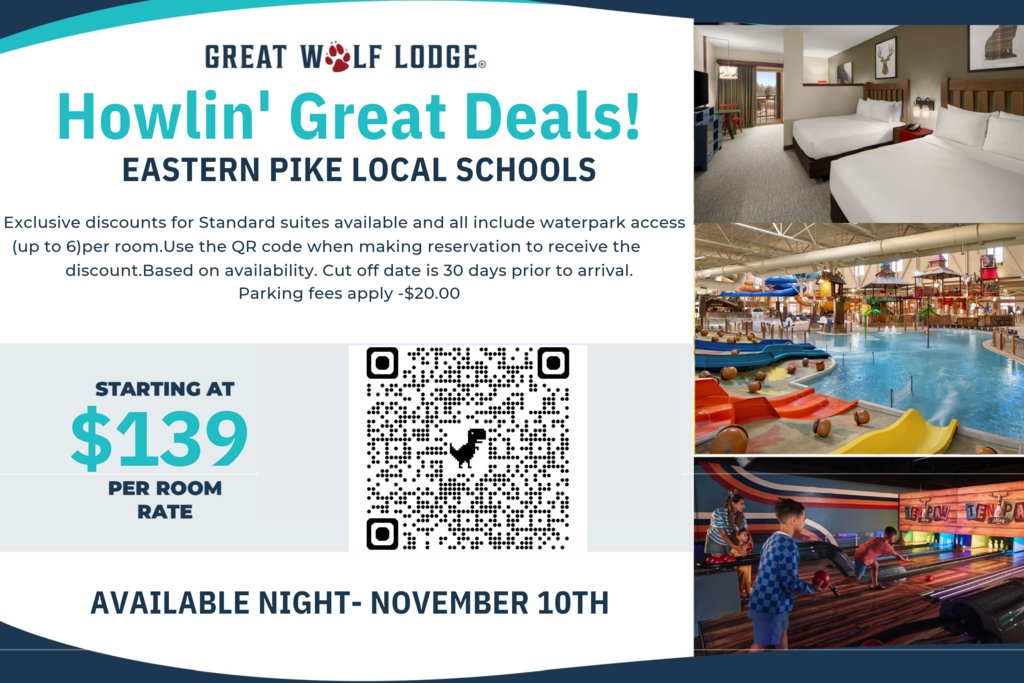 EasternLocalSD's tweet photo. If 20 rooms are reserved for November 10th, they will donate a free night for our Eastern Middle School STEAM night giveaway. Use the QR code to reserve! https://t.co/aUJc3CKG9l