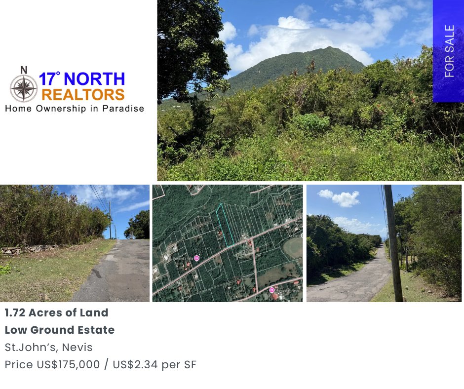 17_DegreesNorth's tweet photo. 1.72 acres for sale in Montpelier, Nevis—quiet, private and just 6 mins from Charlestown. Ideal for a home, retreat or development.

US$175,000
Details: https://t.co/lYu54ljqft
Call: 869-662-9259

#realestateinnevis #landforsaleinnevis https://t.co/wZSMHeFdLD