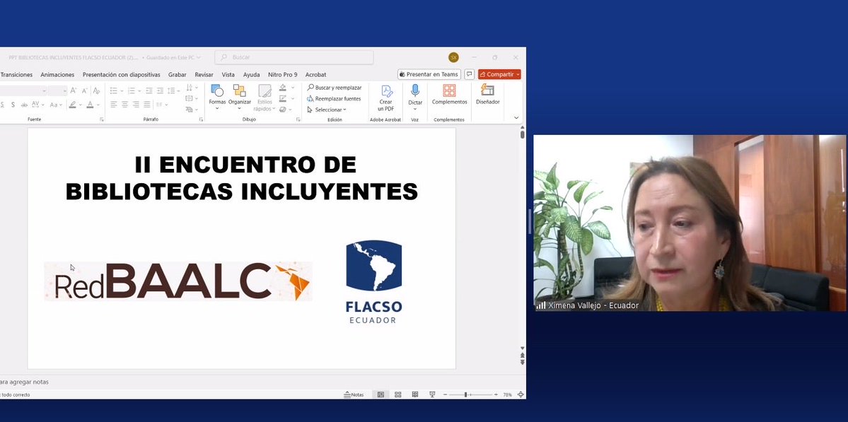 BiblioFLACSOec's tweet photo. #RedBAALC │📚 Biblioteca FLACSO Ecuador en el II Encuentro de Bibliotecas Incluyentes
Ximena Vallejo, Coordinadora de la Biblioteca FLACSO Ecuador, participó en el panel “Iniciativas y esfuerzos de acceso e inclusión en bibliotecas del Sistema FLACSO”
#Biblioteca #Inclusión https://t.co/PalpRVvRmJ