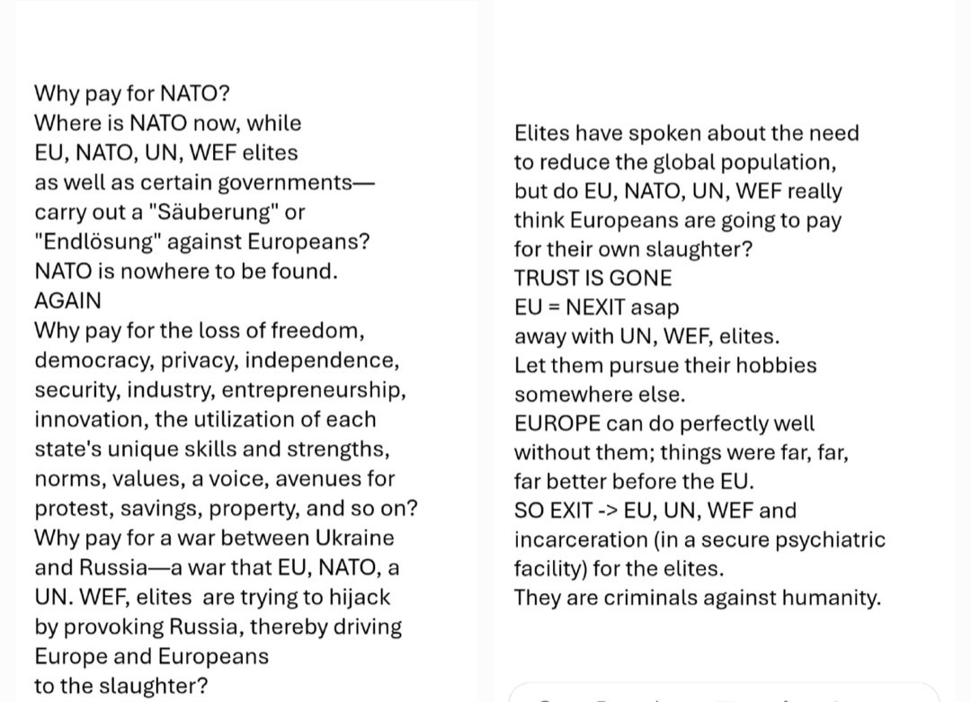 Hannah7113's tweet photo. Why pay for NATO+EU?
#Nationalrat #Inflation #Alpenwetter #Ακρίβεια #Βουλή #SuperLeague #Dáil #Drożyzna #CostOfLiving #GAA #Ekstraklasa  #Folketinget #GrønOmstilling #Superliga #Riksdagen #Elpriser #Allsvenskan #Eduskunta #Lumi #Liiga #Sejm   #Vláda #CenyEnergií #Hokej https://t.co/GCxbx5Cze9