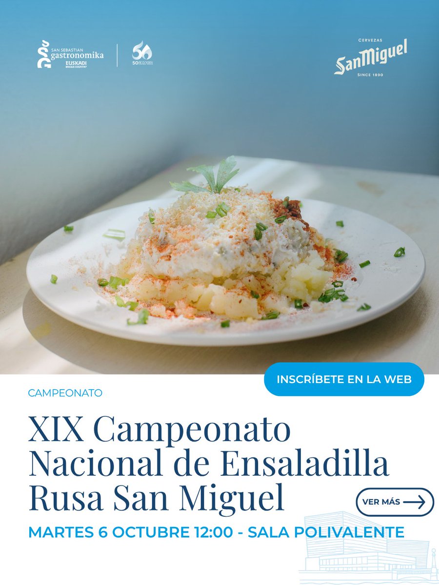 ssgastronomika's tweet photo. Campeonato Nacional de Ensaladilla Rusa San Miguel 2026, los últimos 8 ganadores
✔️ Tapas 24
✔️ Candado Golf
✔️ Chinchín Puerto
✔️ Tragatá
✔️ Castru Gaiteru
✔️ La Viña de Henao Casa de Comidas
✔️ Pampín Bar
✔️ Elkano Txiki
🔗 ¡Inscríbete! https://t.co/linYAJoKOp
#ssg26 https://t.co/7QwisugSMB