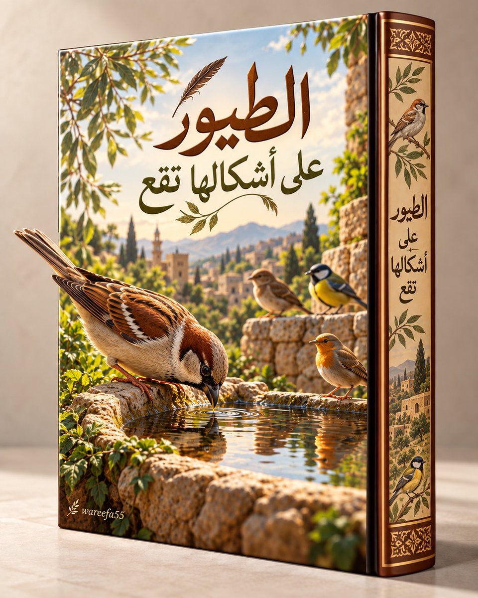 wareefa55's tweet photo. #مساء_الخير..🌿
ماذا لو تحوّل كل موضوع إلى 
حكاية، وكل حكاية أصبحت 
#غلاف_كتاب ..؟📙📚
⬐ جاتب من إبداع #CHATGPT..
للتجربة، اڪتب اسم الموضوع (     )
┈┉━━•✿✼✿•━━┉┈
👇🏻#البرومبت..⬐⇊

برومبت: غلاف كتاب عربي قصصي 📚
صمّم غلاف كتاب عربي فاخر عن 
موضوع:  [ اسم الموضوع ]، 
بمقاس 4:5، كتاب مغلق واقف واتجاهه عربي من اليمين إلى اليسار. اجعل الغلاف يحكي قصة الموضوع نفسه بمشهد واحد واضح، مع كعب كتاب في الجهة اليمنى بلون وزخرفة مستمدين من الموضوع، وليس أخضر بشكل افتراضي. اجعل عنصرًا ماديًا واحدًا فقط من صميم الموضوع يعبر حدود الكتاب ويخرج فعليًا إلى خارجه مع ظل واقعي، دون قماش أو ورود أو إكسسوارات مكررة أو عناصر لا تخدم القصة. بدون أشخاص أو وجوه، أو معالم غير إسلامية وبدون ازدحام، مع توقيع صغير وأنيق ……..
