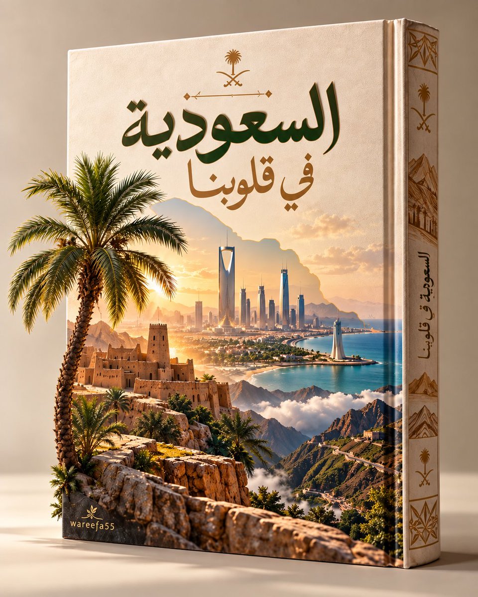 wareefa55's tweet photo. #مساء_الخير..🌿
ماذا لو تحوّل كل موضوع إلى 
حكاية، وكل حكاية أصبحت 
#غلاف_كتاب ..؟📙📚
⬐ جاتب من إبداع #CHATGPT..
للتجربة، اڪتب اسم الموضوع (     )
┈┉━━•✿✼✿•━━┉┈
👇🏻#البرومبت..⬐⇊

برومبت: غلاف كتاب عربي قصصي 📚
صمّم غلاف كتاب عربي فاخر عن 
موضوع:  [ اسم الموضوع ]، 
بمقاس 4:5، كتاب مغلق واقف واتجاهه عربي من اليمين إلى اليسار. اجعل الغلاف يحكي قصة الموضوع نفسه بمشهد واحد واضح، مع كعب كتاب في الجهة اليمنى بلون وزخرفة مستمدين من الموضوع، وليس أخضر بشكل افتراضي. اجعل عنصرًا ماديًا واحدًا فقط من صميم الموضوع يعبر حدود الكتاب ويخرج فعليًا إلى خارجه مع ظل واقعي، دون قماش أو ورود أو إكسسوارات مكررة أو عناصر لا تخدم القصة. بدون أشخاص أو وجوه، أو معالم غير إسلامية وبدون ازدحام، مع توقيع صغير وأنيق ……..