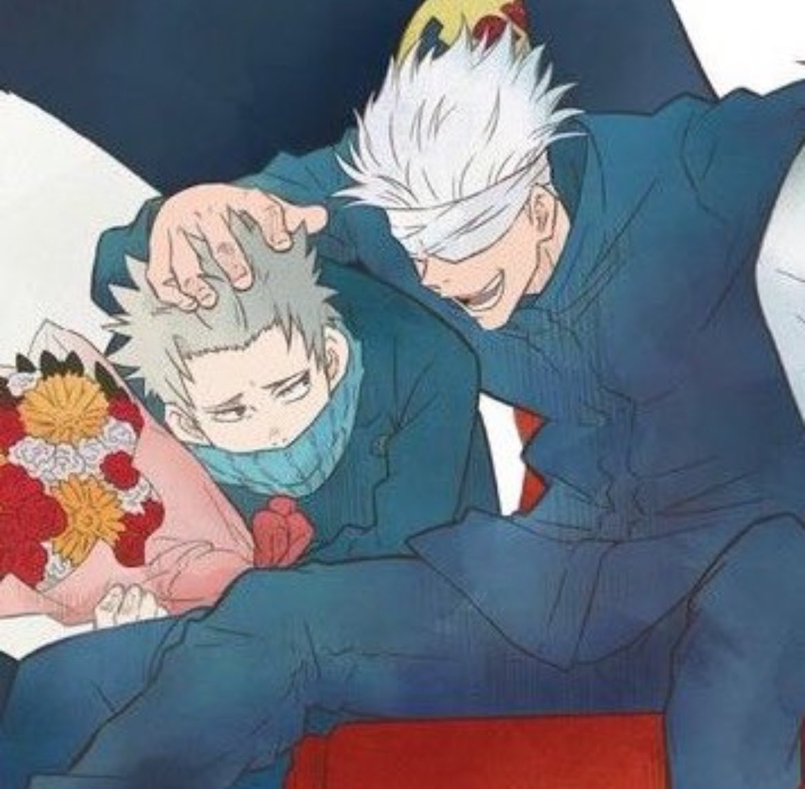 artdiseasee's tweet photo. he’s such a dad with how he’ll give a headpat to the kiddos that their hair gets messy in the process that it’s like his sign of showing affection + appreciation https://t.co/5nHnCduX2r