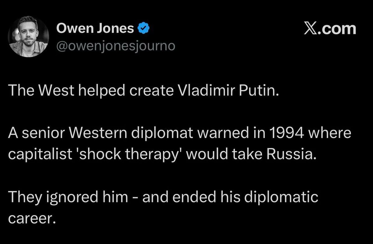DarthPutinKGB's tweet photo. Comrade @owenjonesjourno  dropping some advanced tankie "thought" here. Russia has a UNSC seat &amp; world's largest amounts of land, gas, oil and NUKES.

Russia also has **no agency** over our own actions and so cannot be held accountable and therefore must be excused and appeased / https://t.co/csOszaDBEQ