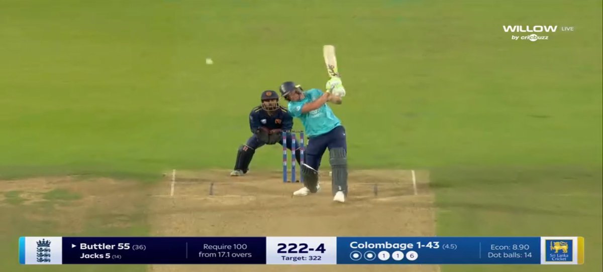 AnfieldDirect1's tweet photo. Jos Buttler at his best.
It has been yet another classic Buttler White-Ball Knock.
61*(37)
Eng 232-4 after 32 Overs in pursuit of 322 target.
#EngvsSri https://t.co/q0IwV4jOcC
