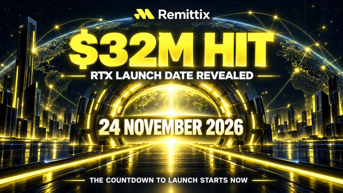 remittix's tweet photo. 🚨 $32 MILLION HIT — THE RTX LAUNCH DATE IS OFFICIAL 🚨

Remittix Community…

THE WAIT IS OVER.

After months of development, product releases, community testing and relentless support from more than 40,000 participants, Remittix has officially reached the $32 MILLION milestone.

And as promised, it is time to reveal the date the entire community has been waiting for.

🔥 THE SCHEDULED RTX LAUNCH DATE IS: 🔥

📅 24 NOVEMBER 2026

⏳ THE 60-DAY COUNTDOWN STARTS NOW.

The exact launch time will be confirmed on launch day through our official channels.

💥 THE FINAL PRESALE PHASE BEGINS

RTX is currently available at:

��� Current Presale Price: $0.21
🚀 Final Presale Price: $0.46
🎯 Final Hard Cap: $36 Million
⏰ Only $4 Million Remains

🎁 SPECIAL 500% LAUNCH BONUS — 7 DAYS ONLY

To celebrate the $32 million milestone and official launch-date reveal, a special 500% RTX bonus is now available for the next seven days.

Use promo code:

🔥 BINANCE500 🔥

Enter the code when purchasing to unlock the bonus on qualifying presale purchases.

When the seven-day window closes, the bonus is gone.

Once the remaining allocation is gone, it is gone.

The road to launch now has an end date, and the final countdown has officially begun.

🌍 REMITTIX IS LAUNCHING WITH AN ECOSYSTEM

RTX is not entering the market on promises alone.

✅ Remittix Wallet live on iOS with more than 10,000 downloads
✅ Remittix Markets live with millions in trading volume
✅ Genuine crypto-to-bank PayFi transactions completed
✅ Remittix Earn entering its final testing phase
✅ A complete ecosystem wallet rebuild preparing to begin
✅ PayFi, Markets, Earn and RTX moving toward one connected experience

This is what the community has helped build—and the next 60 days will bring the entire journey together.

👀 MAJOR ANNOUNCEMENTS ARE COMING

Today, we are revealing the launch date.

Next comes the information the community has been waiting for.

We have huge announcements still to come as we move closer to 24 November.

Those announcements will be made through official Remittix channels when the time is right.

🔒 STAY SAFE

Launch periods attract impersonators and fake token links.

Remittix will never ask for your private key or recovery phrase. Do not connect your wallet to unofficial claim pages, and never trust launch information sent through unsolicited direct messages.

Only follow links published through the official Remittix website, dashboard and verified social channels.

💛 TO THE REMITTIX COMMUNITY

You took Remittix from an idea to a $32 million ecosystem.

You tested the products. You shared the mission. You supported every release, milestone and stage of development.

Now, the biggest chapter begins.

📅 24 NOVEMBER 2026
🪙 $0.46 RTX LAUNCH PRICE
�� 60 DAYS TO GO
🔥 ONLY $4 MILLION REMAINS

The milestone has been unlocked.
The date has been revealed.
The countdown is live.

🚀 RTX IS LAUNCHING.

— The Remittix Team