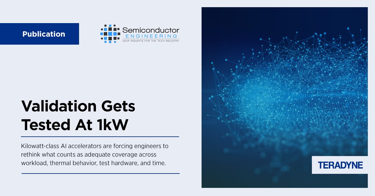 Teradyneinc's tweet photo. ⚙️ In Semiconductor Engineering, Teradyne's Damian Megna explains why cooling is now a shared problem, and how test, handler, and cooling partners working as one is what gets engineers to coverage they can trust. Read the full article: https://t.co/NAyObAkSZV https://t.co/AbF6ORnB9l