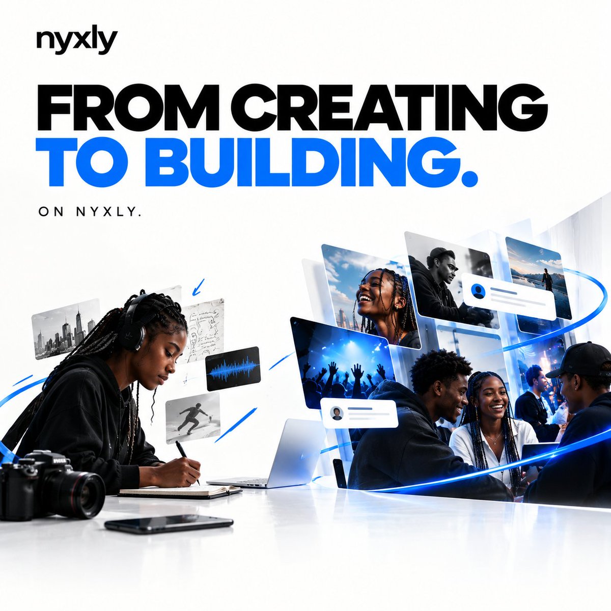 NYXLYAPP's tweet photo. Building on Nyxly is a different kind of creator experience.

On other platforms, you’re mostly creating for reach, chasing distribution, and hoping the algorithm keeps working in your favor.

On Nyxly, your activity can become part of something bigger.

You create.
You participate.
You contribute.

And that participation can have value within the ecosystem.

That’s the shift:

From simply creating on a platform
to building within an ecosystem.