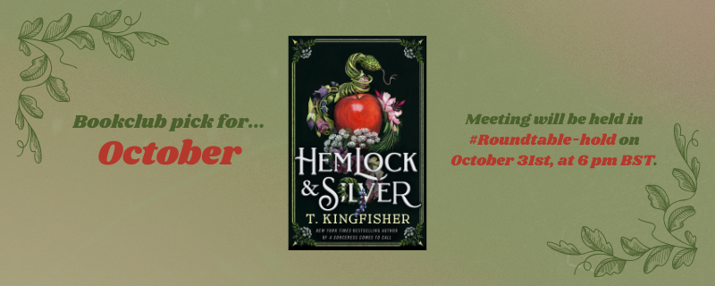 solaceisreading's tweet photo. hehe hi cute people! we have decided our bookclub pick for the month of October - Hemlock &amp; Silver by T. Kingfisher! 

if you are interested in a cutie patootie bookish AND gamer server and want to be a part of the bookclub, come join :D

https://t.co/vycvrVkbJB https://t.co/62yhdeHjkR