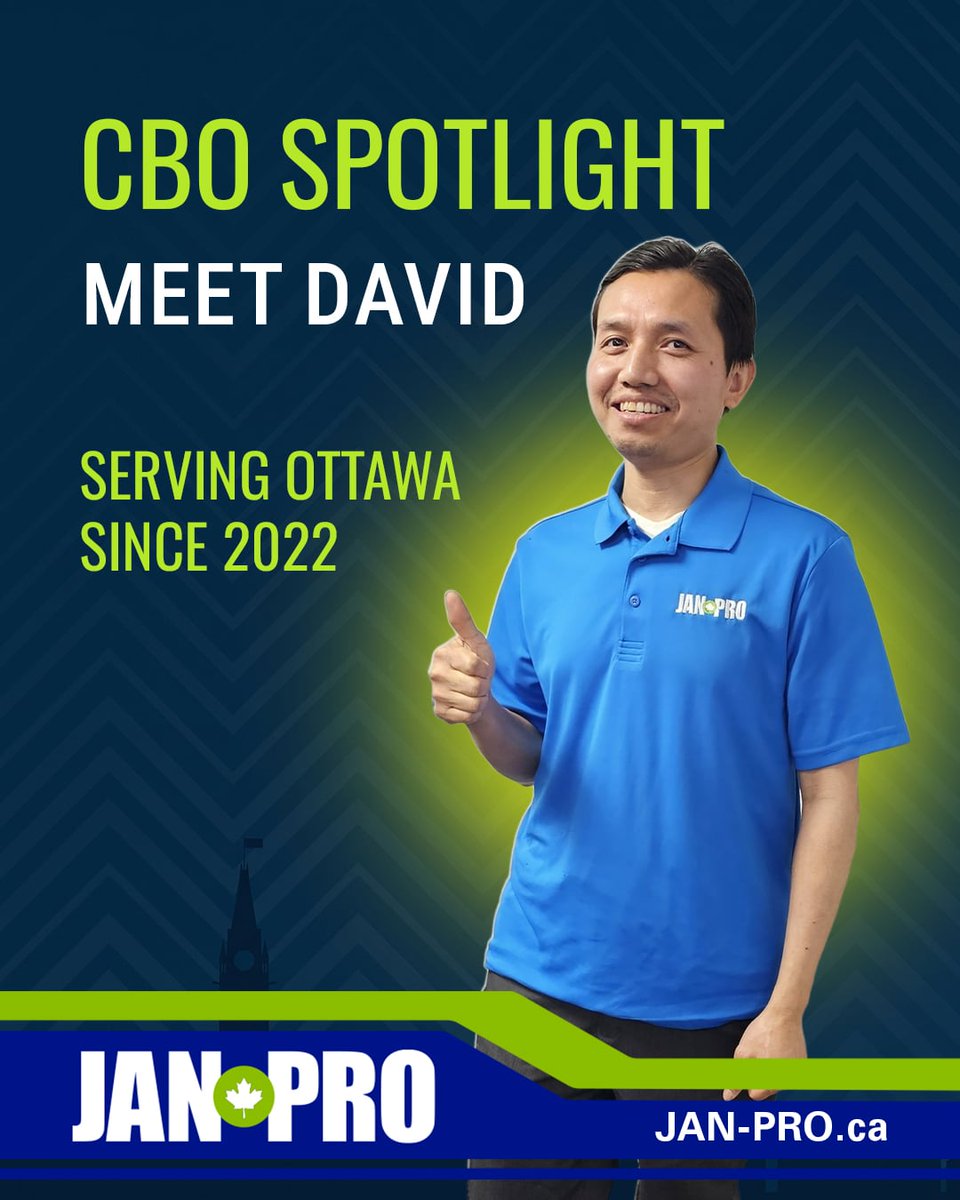 JanProCanada's tweet photo. Meet David, a JAN-PRO Certified Business Owner who has served Ottawa since 2022! Thank you, David, for your consistent work, clear communication, and care for the details.
Know a CBO who deserves a shoutout? Tell us below!
#JANPROCanada #CBOSpotlight https://t.co/KKuVabulv8