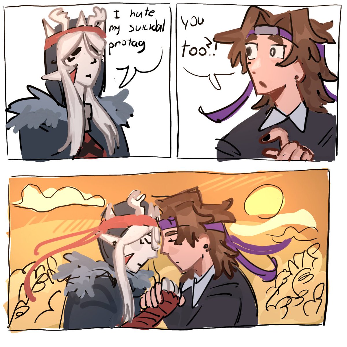 0nlylimes's tweet photo. "jamafies: I hate my suicidal protag,, WAIT YOURS IS SUICIDAL TOO? and then they do the alien meme where they hold eachother" -> THIS IS VERY OLD IM SORRY

Hi willow thank u for #jamafies request willow https://t.co/4dXQgpDKEW