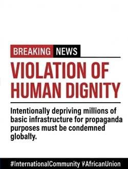 EphremLuna's tweet photo. Repeated threats against service workers in Tigray by TPLFare aimed at shutting down electricity & telecom. Intentionally depriving millions ofbasic infrastructure for propaganda is aviolation of human dignity.
#Ethiopia #ExposeTPLF #BasicServiceNotWeapon #InternationalCommunity https://t.co/oVu9eIdF4t