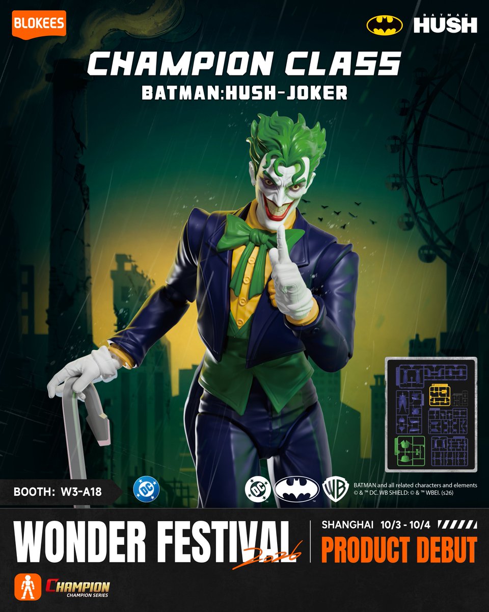 BlokeesUS's tweet photo. WF Sneak Peek | Champion Class New Releases Unite

A little chaos is coming to Champion Class.
Assemble the Prince of Crime and bring one of Batman’s most unpredictable enemies to your collection.

DC Champion Class Batman:Hush - Joker

More Champion Class series will debut on-site. See you there. 
Follow our socials for all the latest WF updates!

✨ Wonder Festival 2026 

#Blokees #BlokeesDC #DC #Joker #WF #WF2026 #WonderFestivalShanghai