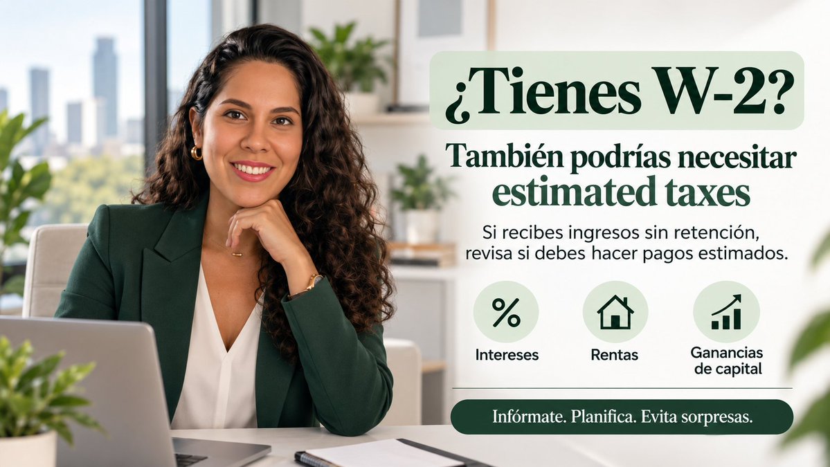 AllTax_Solution's tweet photo. ¿Tienes W-2? 👀 Eso no significa que estés fuera de los estimated taxes.

Los pagos de impuestos estimados no son solo para self-employed. También podrías necesitarlos si recibes ingresos como:

💰 Intereses o dividendos
🏠 Rentas
📈 Ganancias de capital
🏆 Premios u otros ingresos sin retención
Como regla general, si esperas deber $1,000 o más al presentar tu declaración, conviene revisar si necesitas hacer pagos estimados durante el año.
⚠️ No pagar suficiente durante el año podría generar una penalidad por pago insuficiente.
Planificar hoy puede evitar sorpresas en tax season.

📌 Guarda este post y compártelo con alguien que tenga ingresos adicionales.

Fuente: IRS — Estimated taxes aren’t just for the self-employed
https://t.co/xiGIEkrVhY

#EstimatedTaxes #TaxTips #TaxesUSA #TaxPreparer #TaxSeason #AllTaxSolution