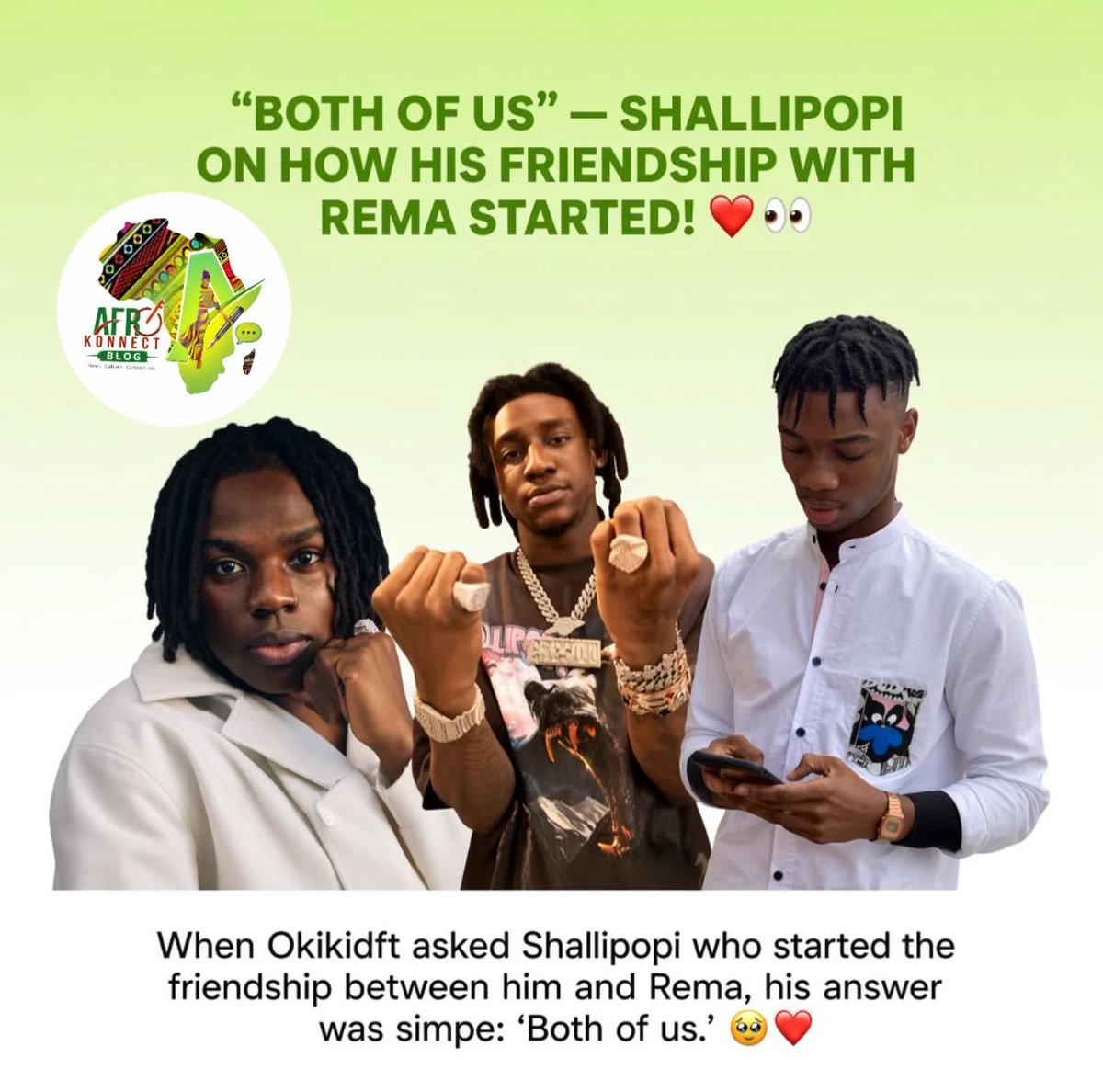 AfrokonnectNG's tweet photo. Shallipopi made it clear that his friendship with Rema was never one-sided when Okikidft asked who started it. ❤️🔥

When Okikidft asked Shallipopi who made the first move in his friendship with Rema🥹❤️

No one person claiming credit —connected naturally and built a genuine bond https://t.co/iC7o9Zrsst