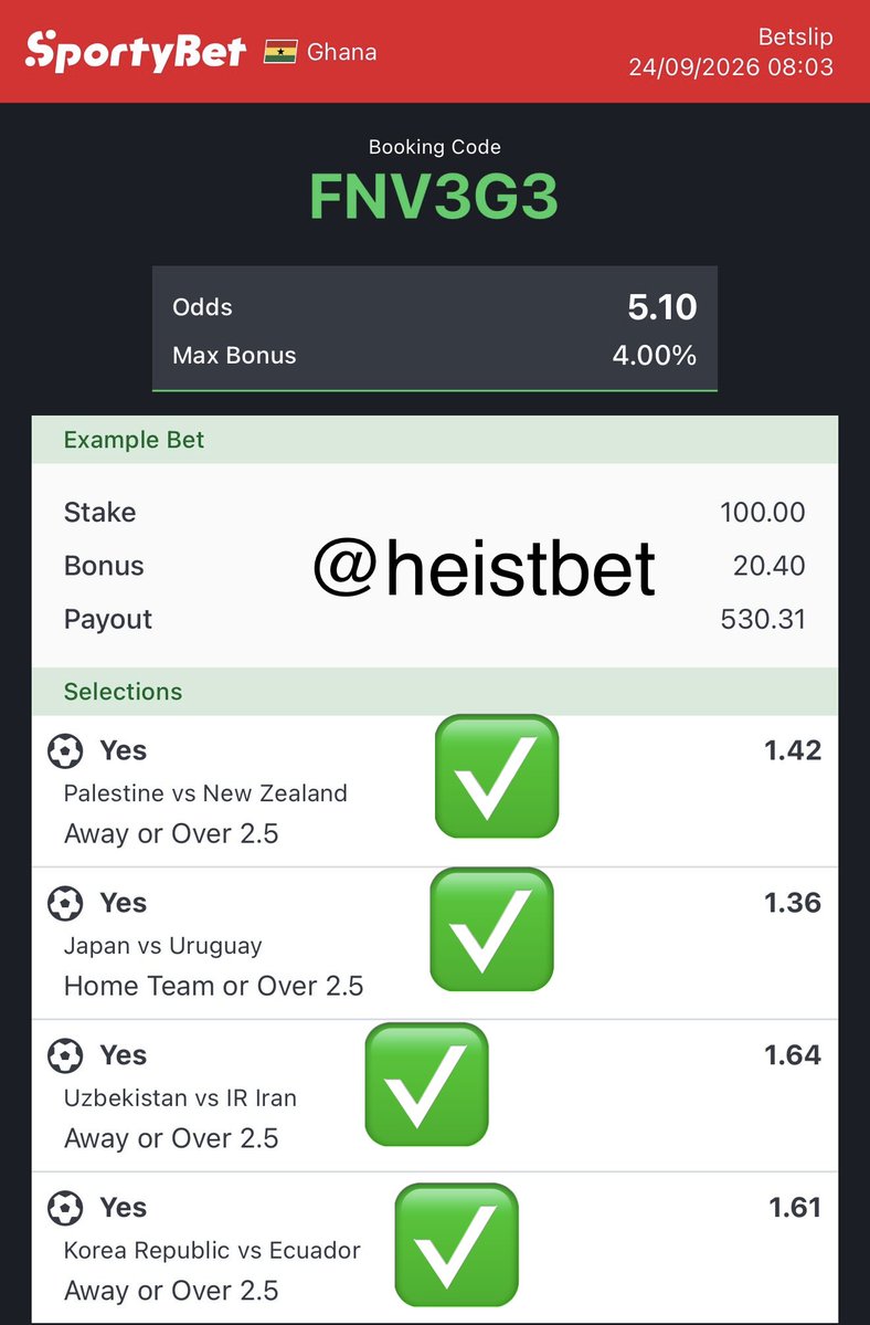 HeistBet's tweet photo. I just booom 40k Ghana cedis on sportybet 🔥💥💥💥💥🏆🏆🏆🏆🏆🏆🏆🏆🏆🏆🏆🏆
25+odds boooom🔥🔥🔥🏆🏆🏆🏆🏆
5+odds boooom🔥🏆🏆🏆💥💥🏆🏆🏆
Posted it on my telegram channel 

First 200 to repost like and comment will receive 100 cedis each 🔥🔥🏆🏆🏆🏆🏆 https://t.co/XfYGOEgrcP