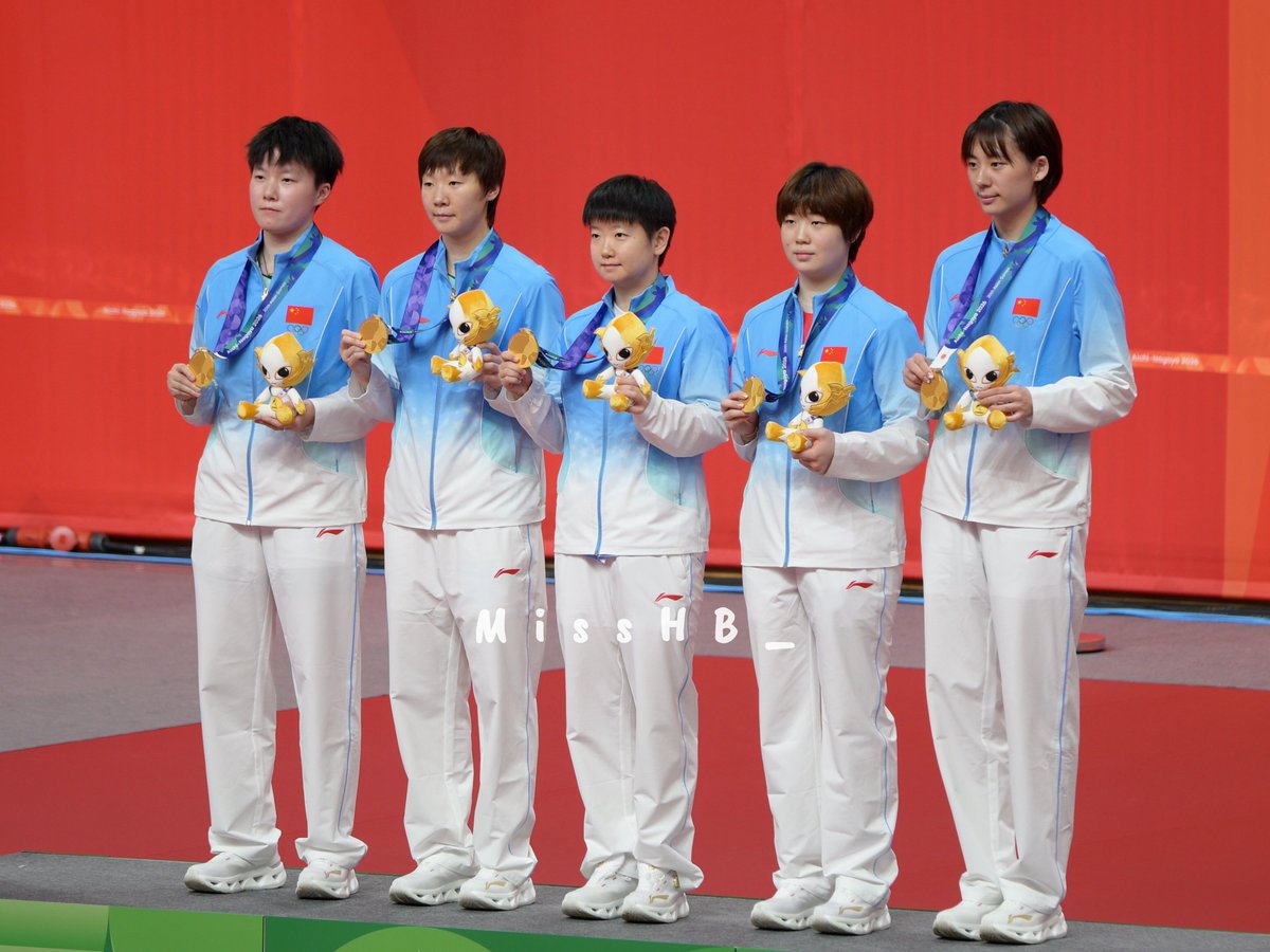 MissHB_'s tweet photo. 24/09/2026 TTE09
🥇🇨🇳 China Women’s Team
(中国女队)
#SUNYingsha
#WANGManyu
#KUAIMan
#CHENYI
#FANShuhan
#Asiangames2026 https://t.co/EqMcGmKWys