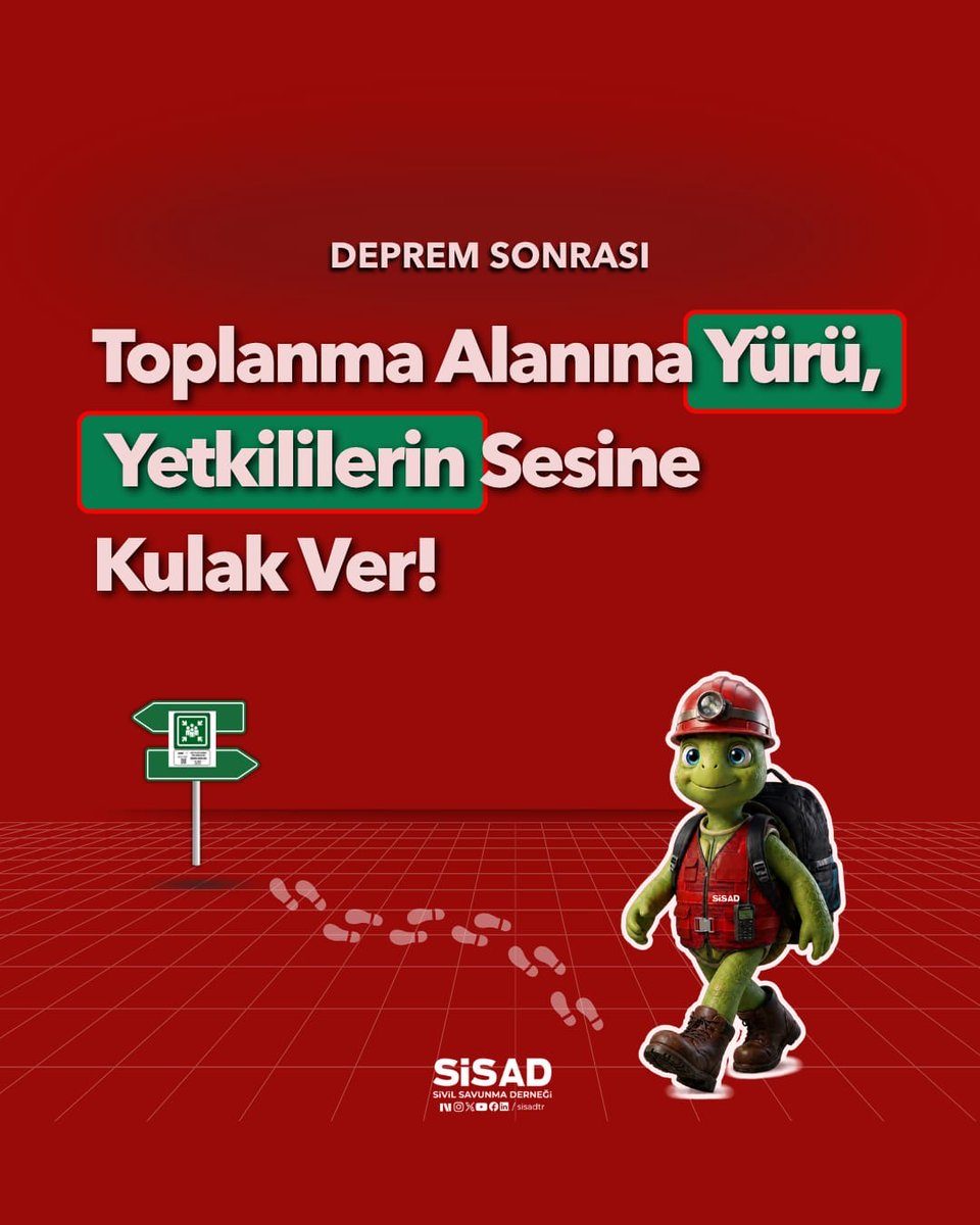 SisadTR's tweet photo. Unutma; bilinçli bir tahliye, en az deprem anı kadar hayat kurtarır. Sen ikametine en yakın toplanma alanını şimdiden öğrendin mi? https://t.co/3YhwcYRciW