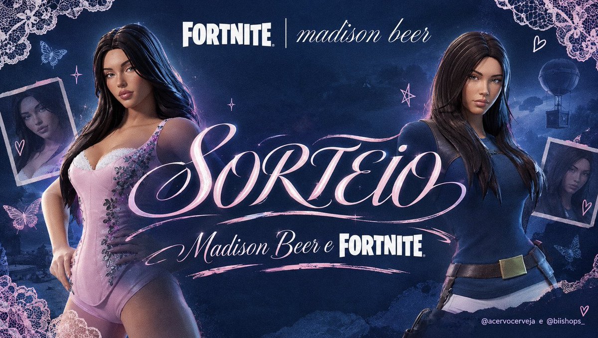 acervocerveja's tweet photo. 🌟 SORTEIO - Madison Beer x FORTNITE!

📌 Para participar:
— Siga @acervocerveja e @biishops_ 
— Marque 1 amigo nos comentários. 
— Dê LIKE e RT neste post. 
⏰ Resultado: 25/09
— 2 GANHADORES!!! https://t.co/TUUtYlJsHM