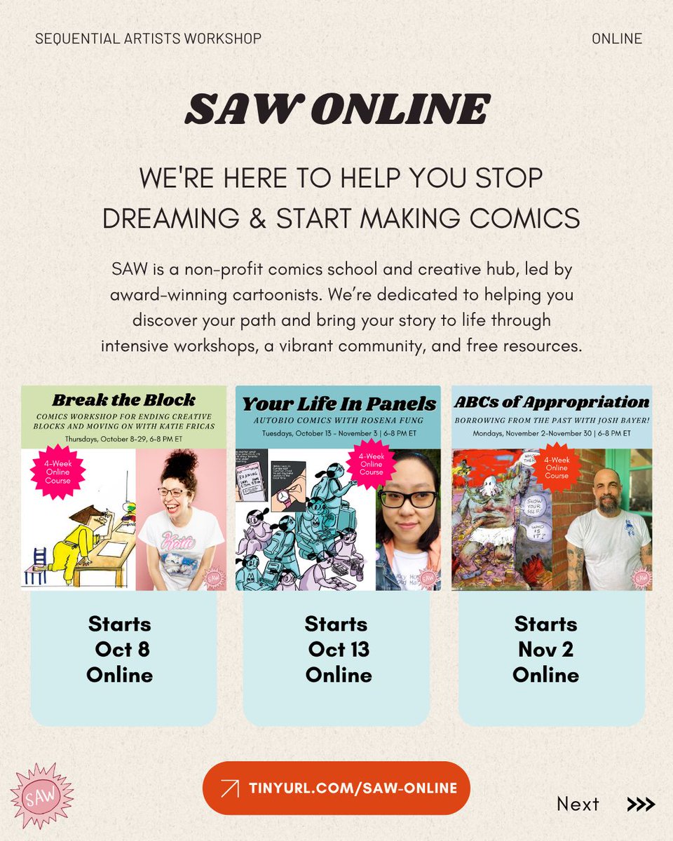 comicsworkshop's tweet photo. Explore different ways of creating autobiographical comics with Rosena Fung: works that harness and distill individual experiences (including observations, memory, and emotions) into stories that are deeply personal yet emotionally resonant for readers.

https://t.co/4bmGIKHSQb https://t.co/MzrqoNGwVL