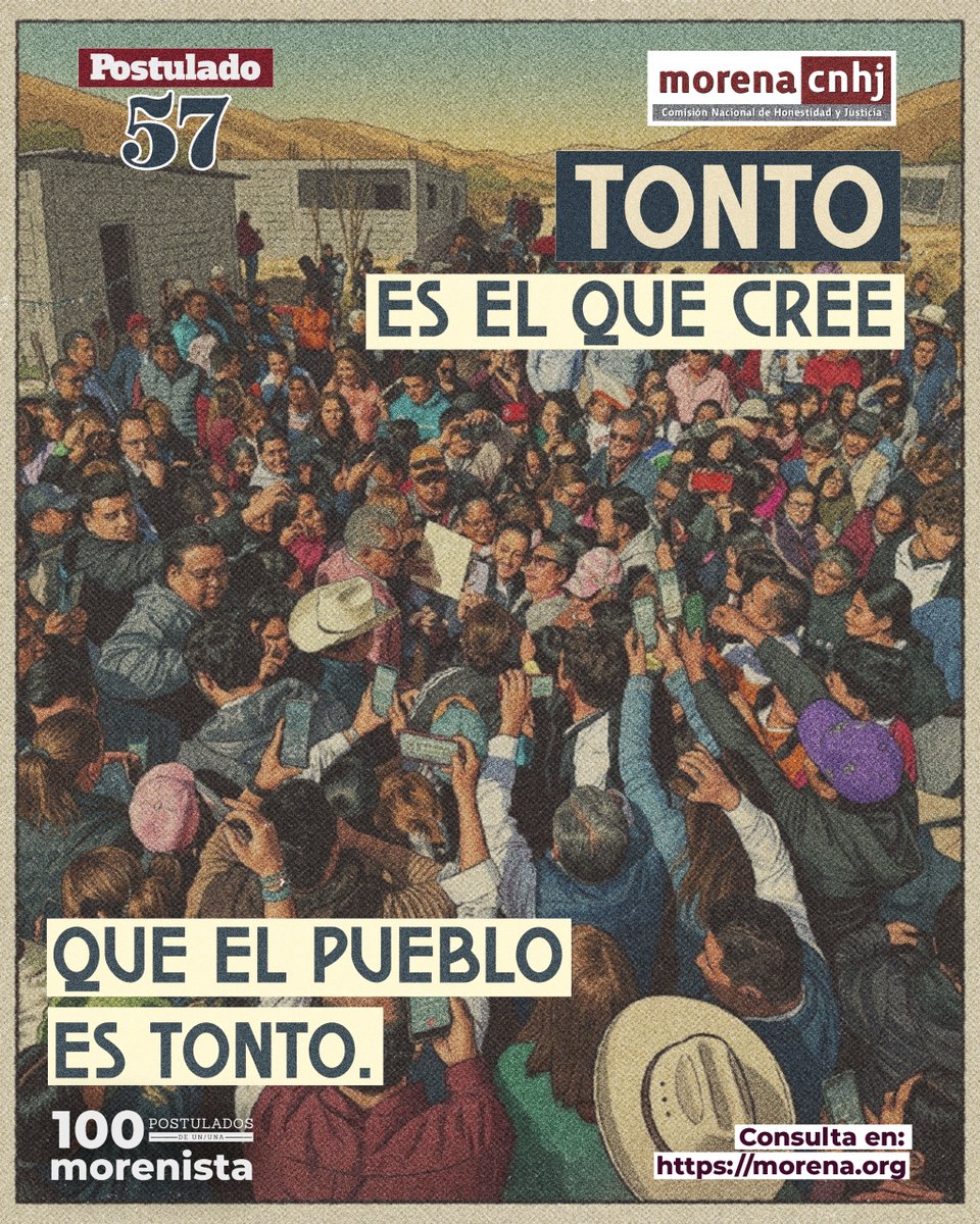 CNHJ_Morena's tweet photo. Subestimar la sabiduría colectiva es el mayor error de cualquier gobierno.

La búsqueda de la erradicación de la corrupción y los privilegios a que se han asociado de manera dominante los cargos públicos y la representación política; -Artículo 2° inciso d). https://t.co/RZlw3Jo2Ua
